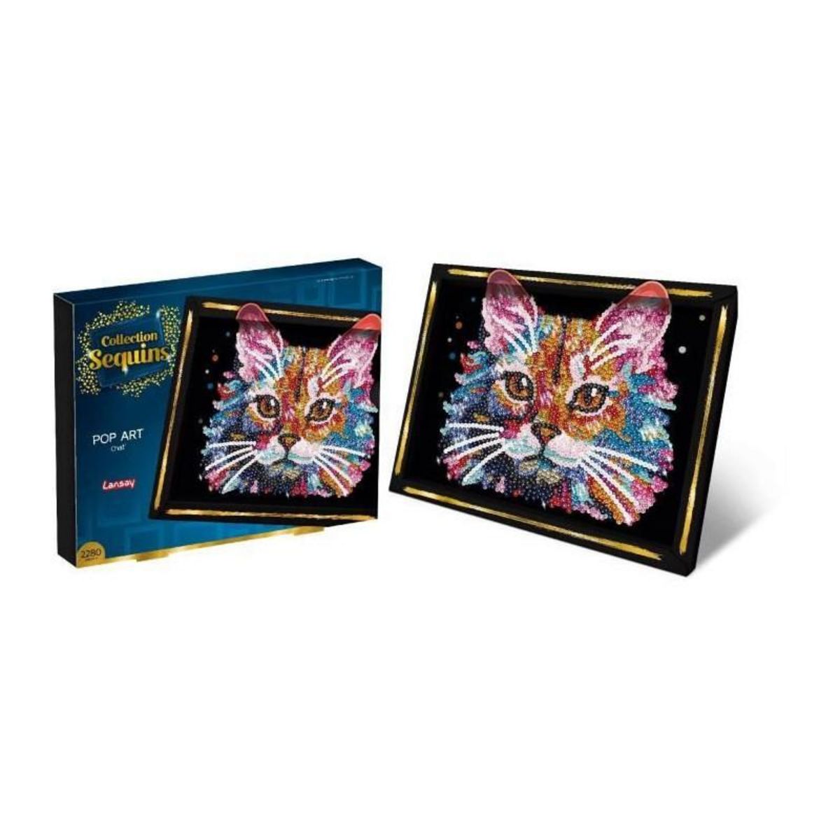 LANSAY Kit loisir créatif - LANSAY - Collection Sequins - Pop art chat - Des 14 ans