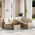 VIDAXL Salon de jardin avec coussins 7 pcs beige resine tressee