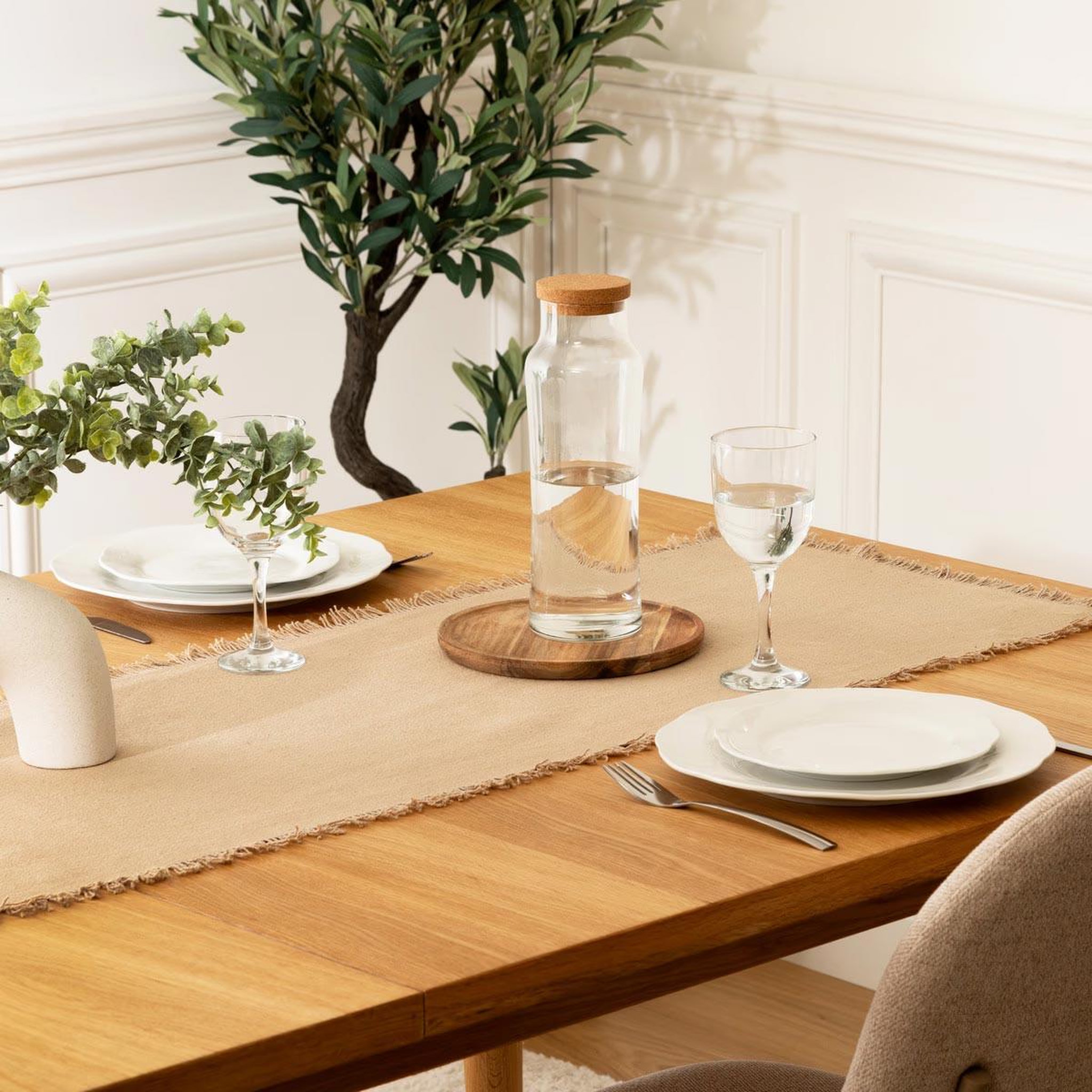 Voir la diapositive 3 : SECRET DE GOURMET Chemin de table  maha  38x140cm beige