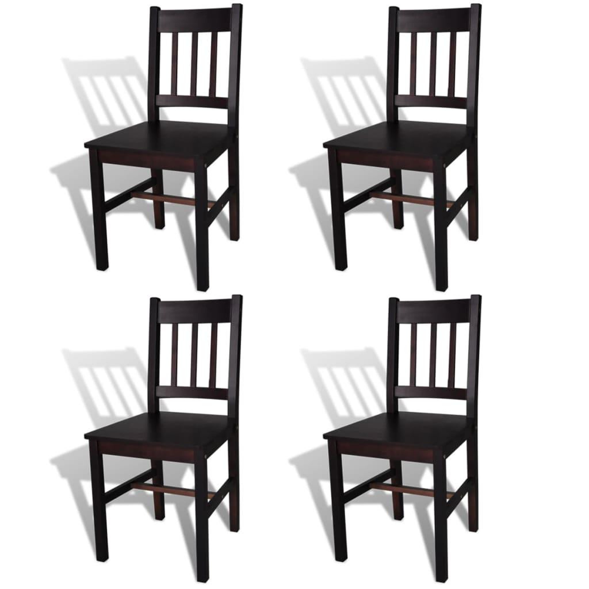 VIDAXL Chaises a manger lot de 4 marron fonce pinede