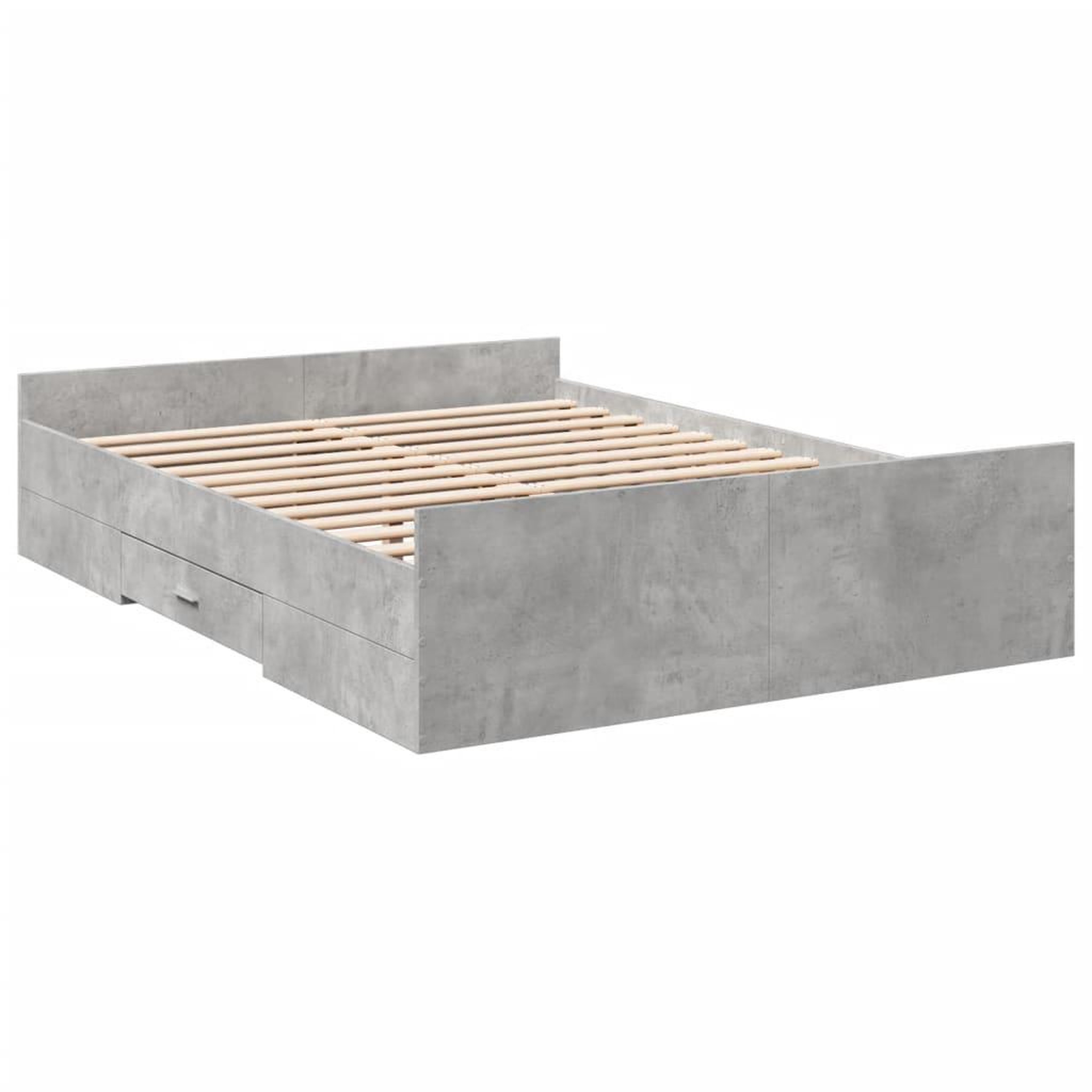 Voir la diapositive 3 : VIDAXL Cadre de lit avec tiroirs sans matelas gris beton 135x190 cm