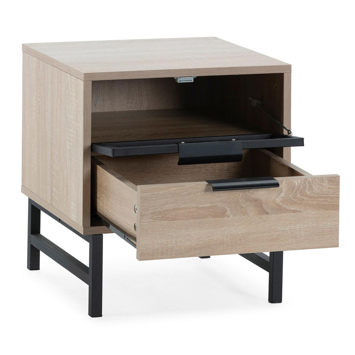 VS VENTA-STOCK Table de chevet Hera 1 porte 1 tiroir coloris bois