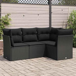 VIDAXL Salon de jardin 4 pcs avec coussins noir resine tressee