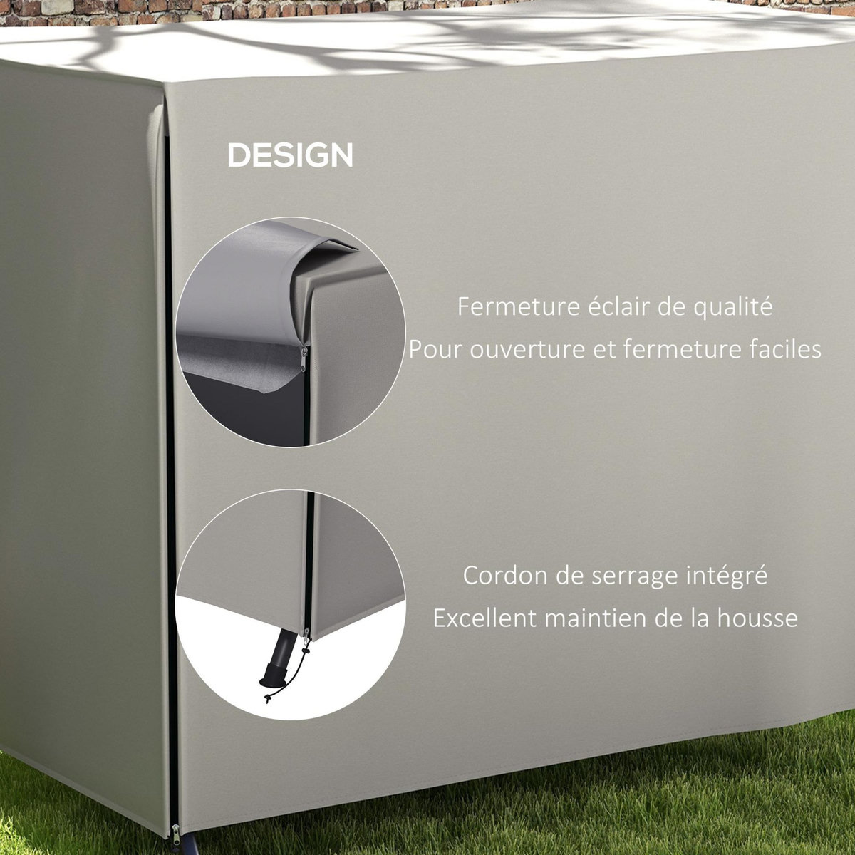 OUTSUNNY Housse de protection balancelle de jardin 3 places bâche étanche dim. 2,05L x 1,24l x 1,64H m polyester PVC haute densité gris