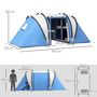 Voir la diapositive 3 : OUTSUNNY Tente de camping familiale 4-5 pers. 2 chambres 3 fenêtres sac bleu