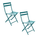 HESPERIDE Lot de 2 chaises de jardin pliables en métal Greensboro. Coloris disponibles : Bleu, Gris, Rose