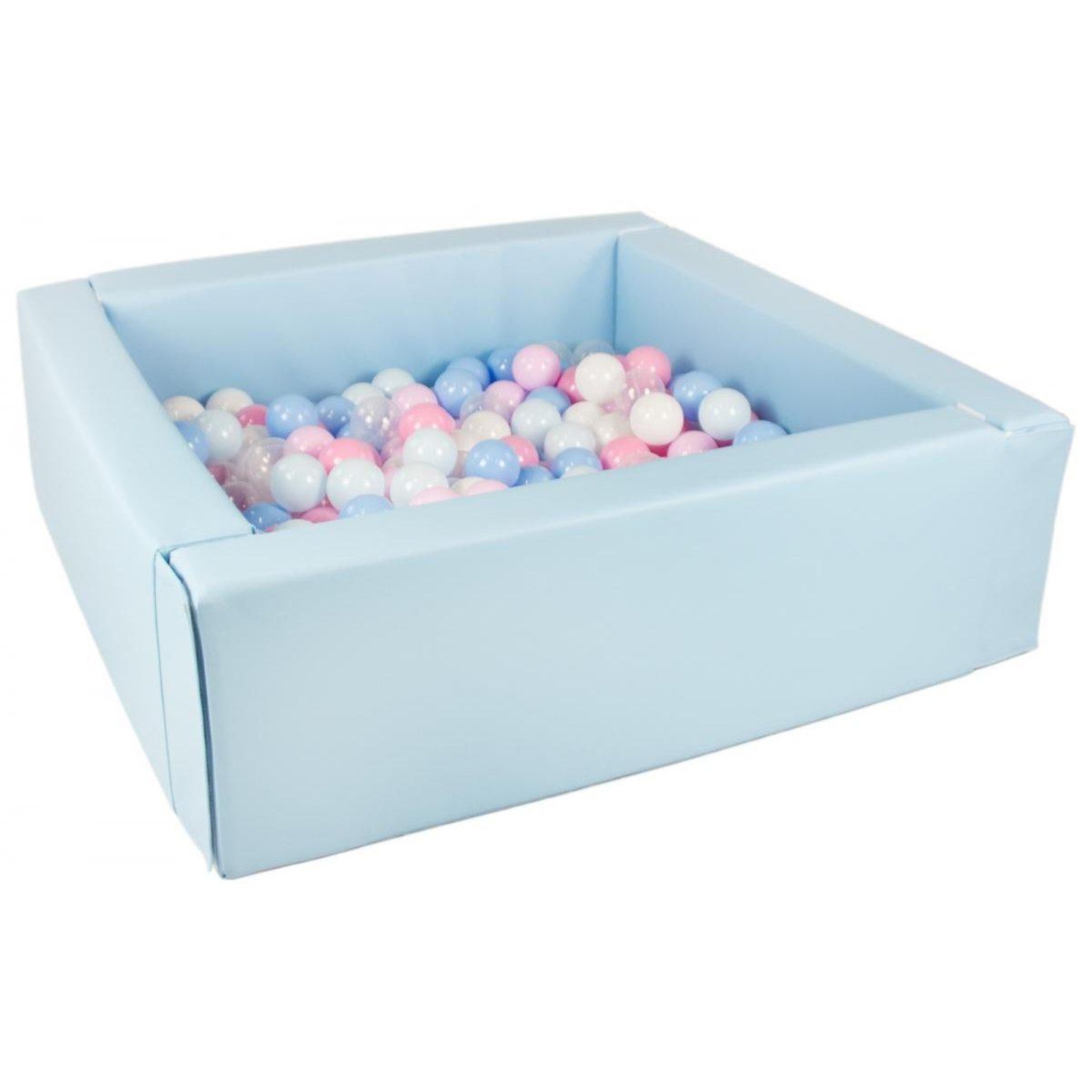 VELINDA Piscine à balles carrée avec 200 balles - bleu clair/blanc, transparent, bleu, rose, rose p, bleu p
