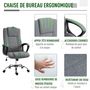 Voir la diapositive 3 : HOMCOM HOMCOM Fauteuil de bureau à roulettes chaise manager ergonomique pivotante hauteur réglable lin gris foncé