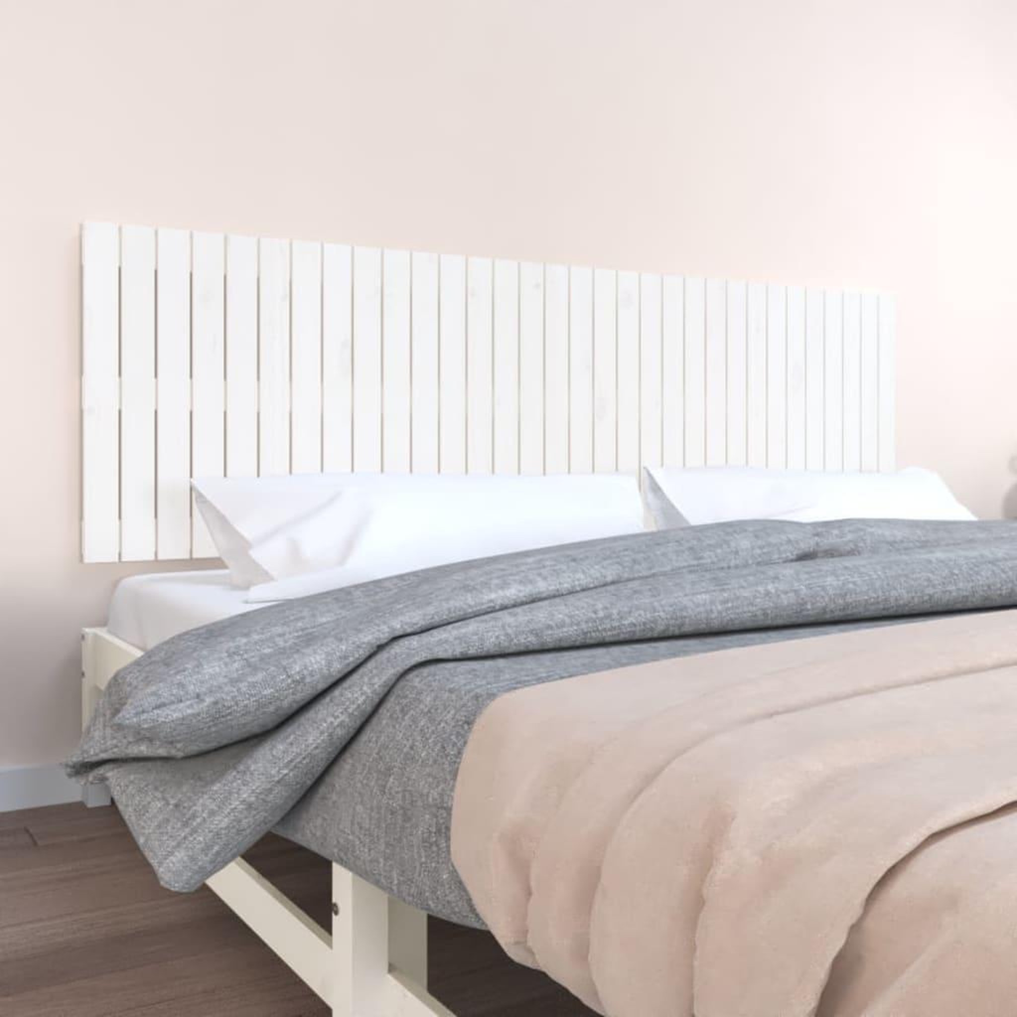 Voir la diapositive 1 : VIDAXL Tete de lit murale Blanc 204x3x60 cm Bois massif de pin