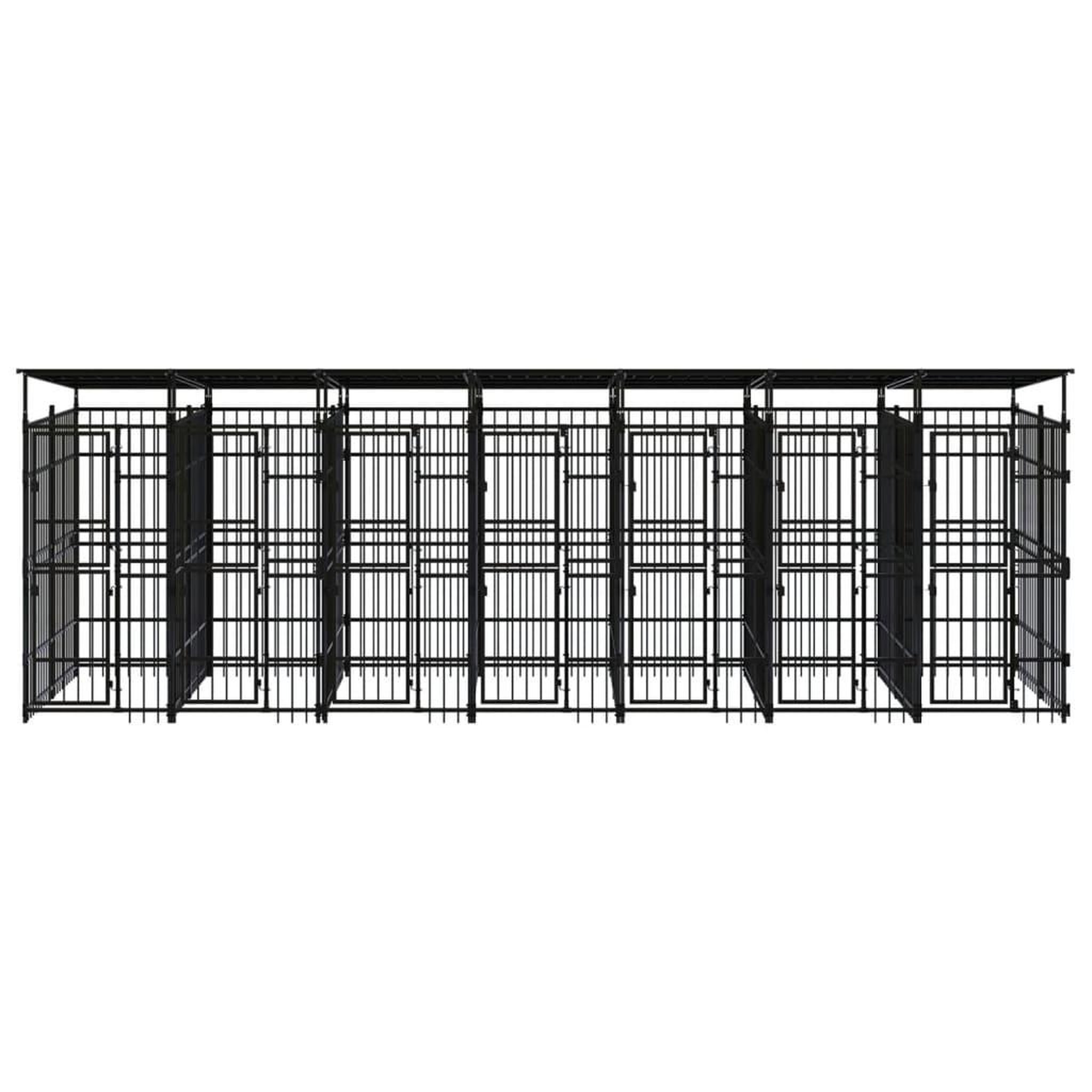 Voir la diapositive 2 : VIDAXL Chenil d'exterieur avec toit pour chiens Acier 12,9 m²