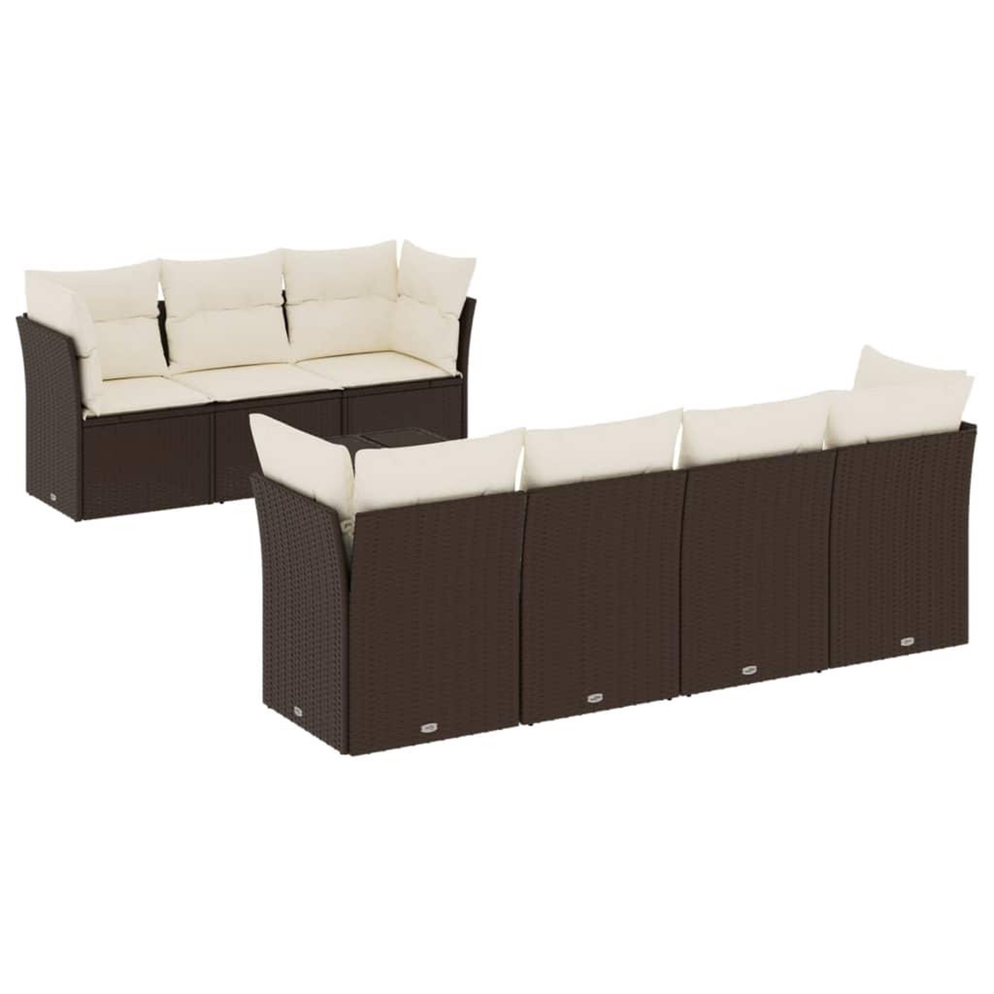 Voir la diapositive 2 : VIDAXL Salon de jardin 8 pcs avec coussins marron resine tressee