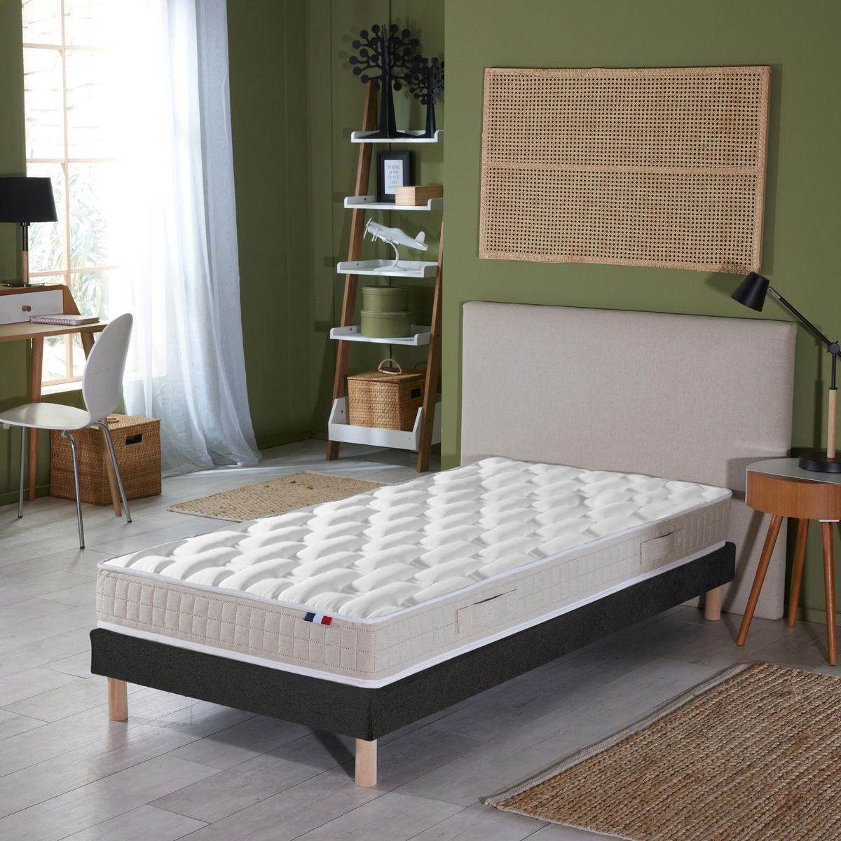 IDLITERIE Ensemble Matelas 100% latex 5 zones ORIGINEL + Sommier - Spécial Dos Sensible - Fabriqué en France