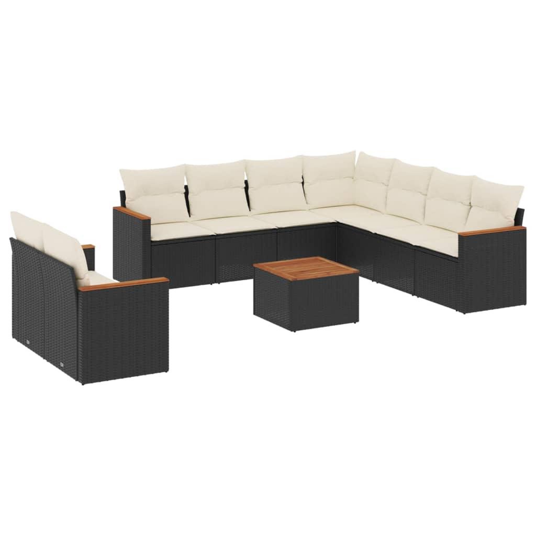 Voir la diapositive 2 : VIDAXL Salon de jardin 10 pcs avec coussins noir resine tressee