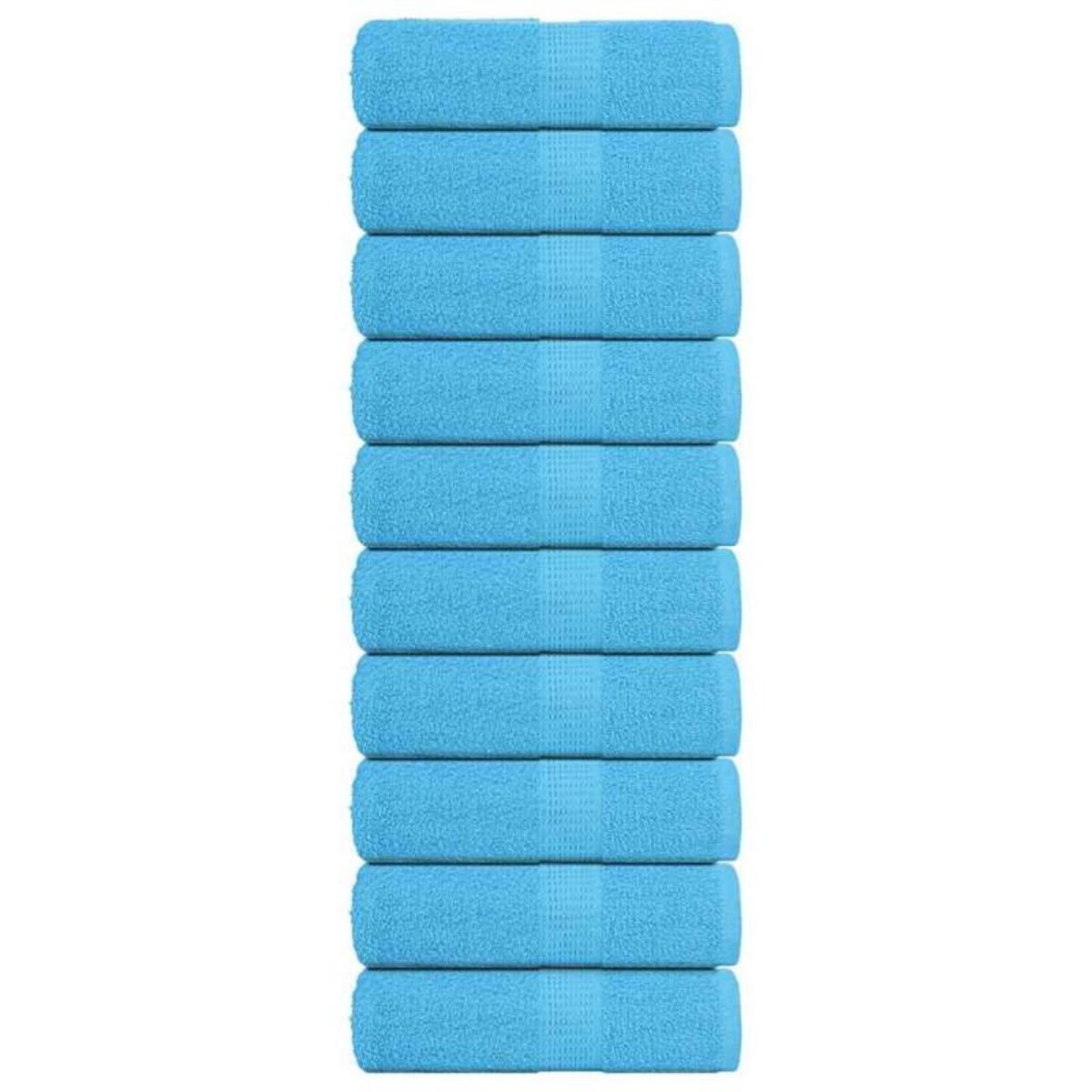 VIDAXL Serviettes de visage 10 pcs turquoise 30x30cm 360g m² 100%coton