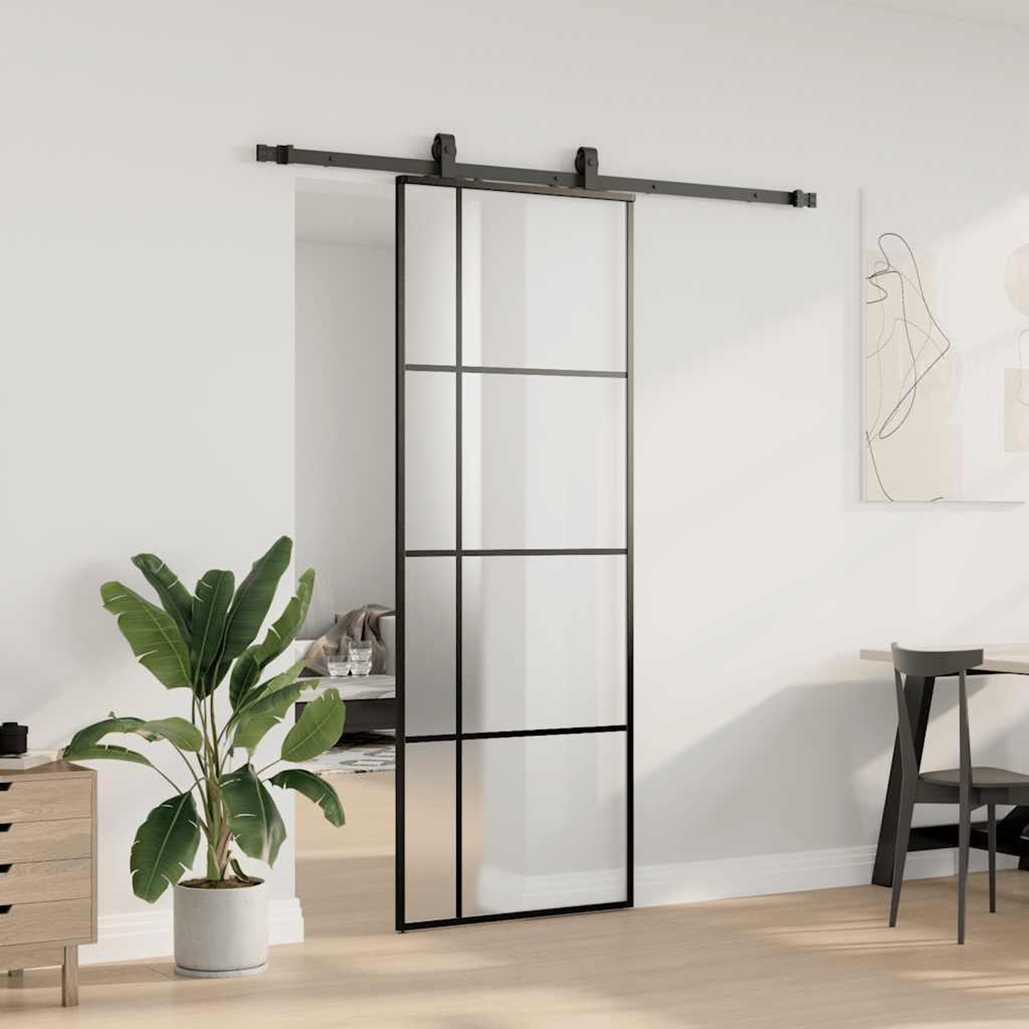 Voir la diapositive 3 : VIDAXL Porte coulissante kit de quincaillerie noir 76x205 cm verre ESG