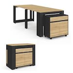 ID MARKET Table buffet extensible ORLANDO 10 personnes bois et noir 235 cm