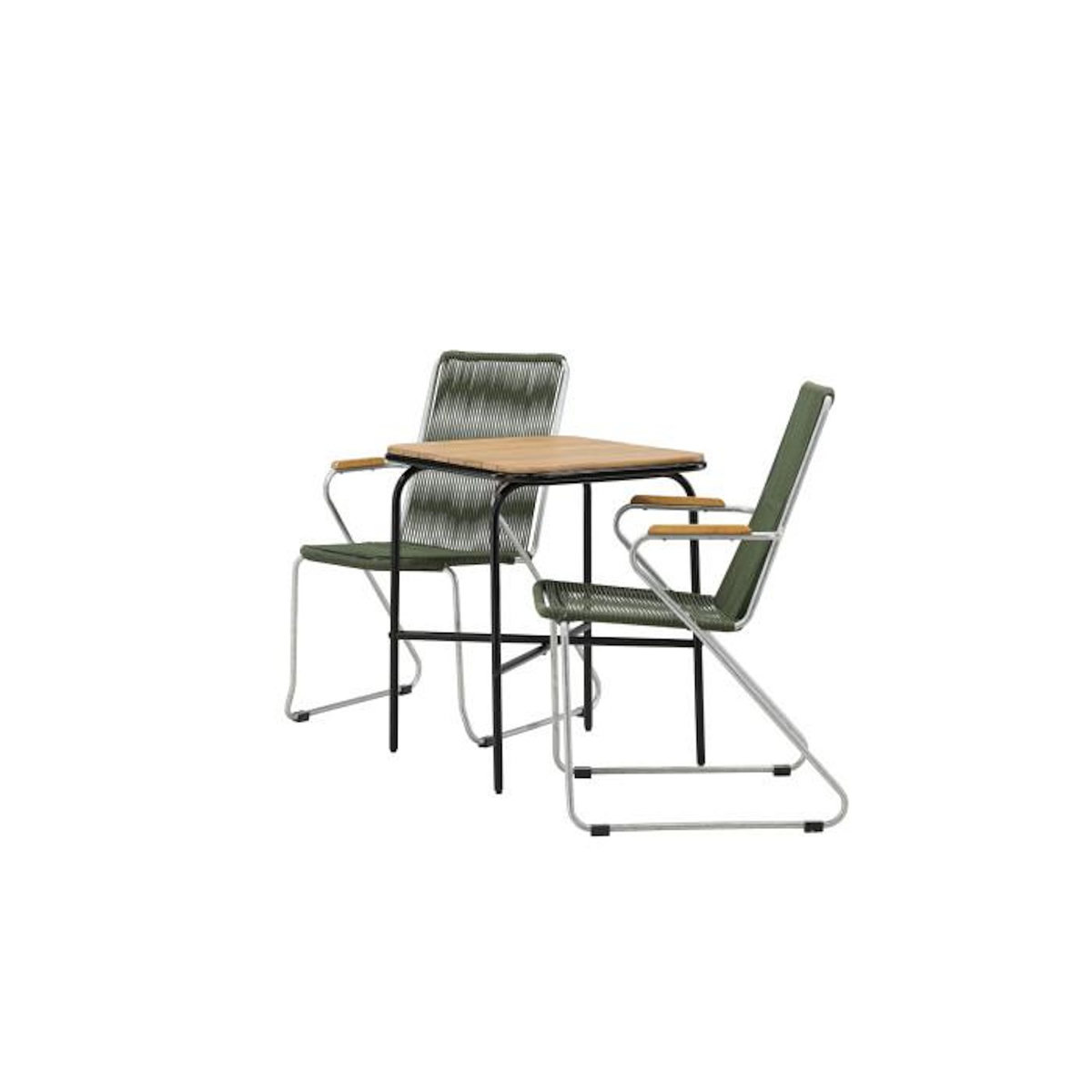 Paris Prix Ensemble Table de Jardin & 2 Chaises  Holmbeck & Matstolar  74cm Naturel & Vert