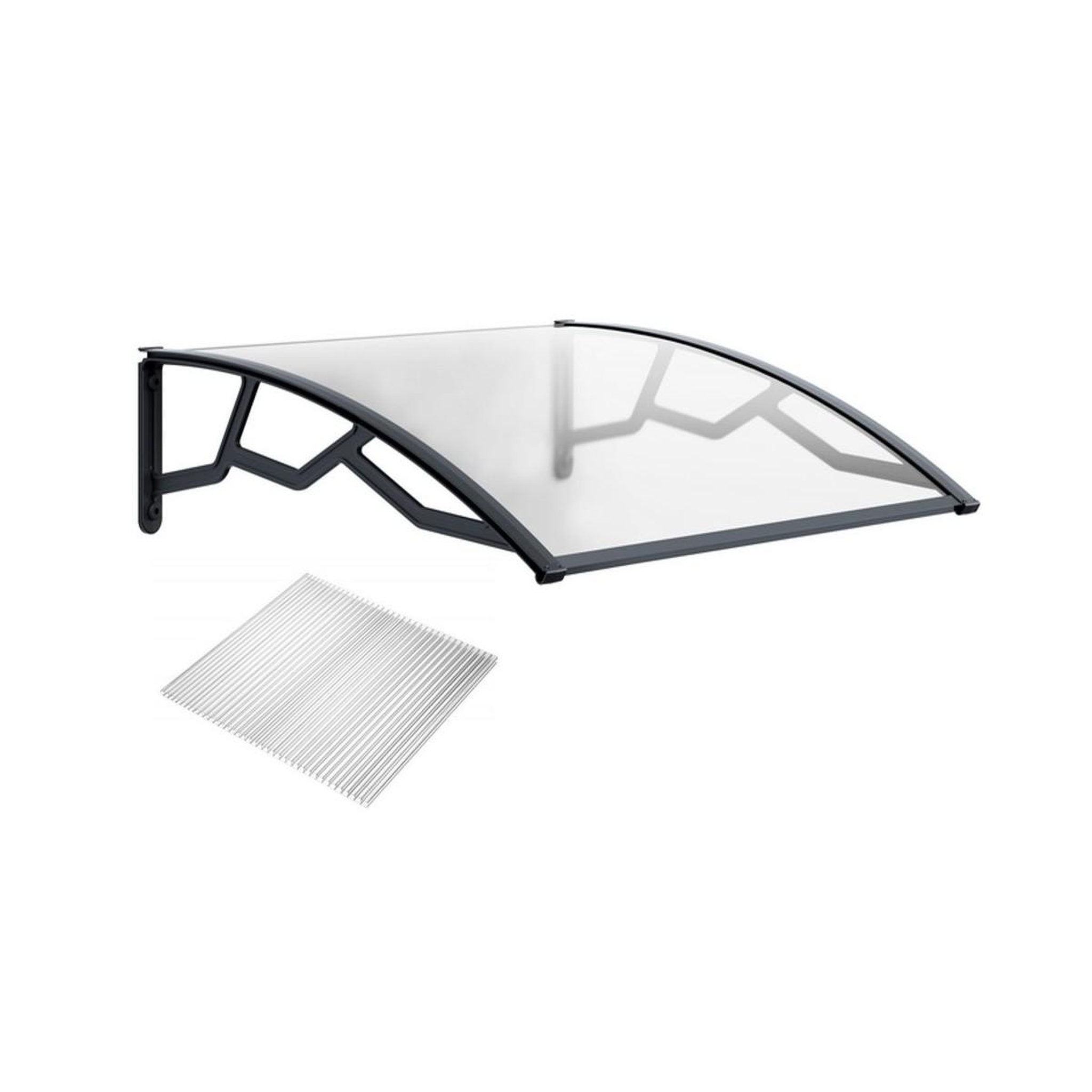ART PLAST Auvent de porte d'entrée 100 x 120 cm transparente - polycarbonate alvéolé marquise extérieure bras polypropylène art plast