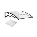 ART PLAST Auvent de Porte d'Entrée 100 x 120 cm Transparente - Polycarbonate Alvéolé Marquise Extérieure Bras Polypropylène Art Plast