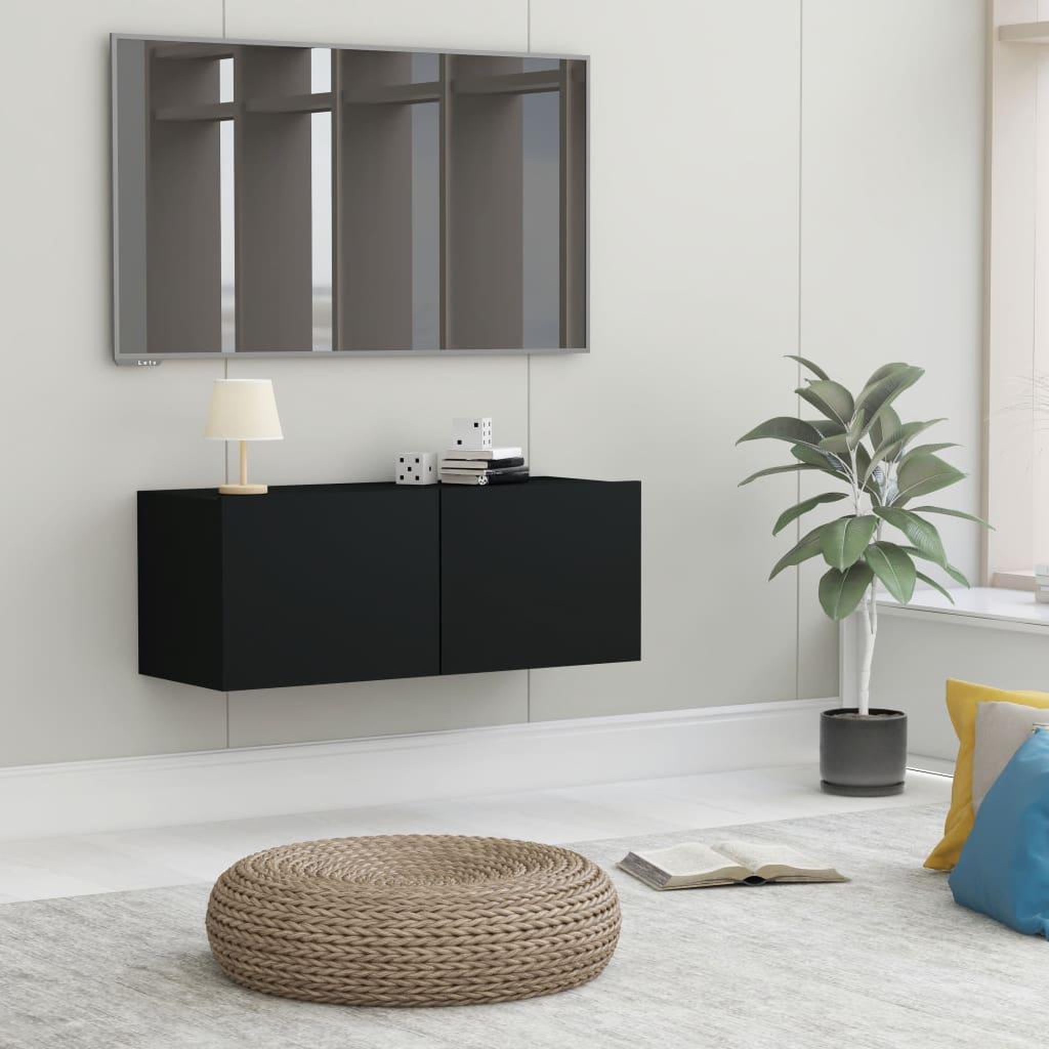 Voir la diapositive 1 : VIDAXL Meuble TV Noir 80x30x30 cm Bois d'ingenierie