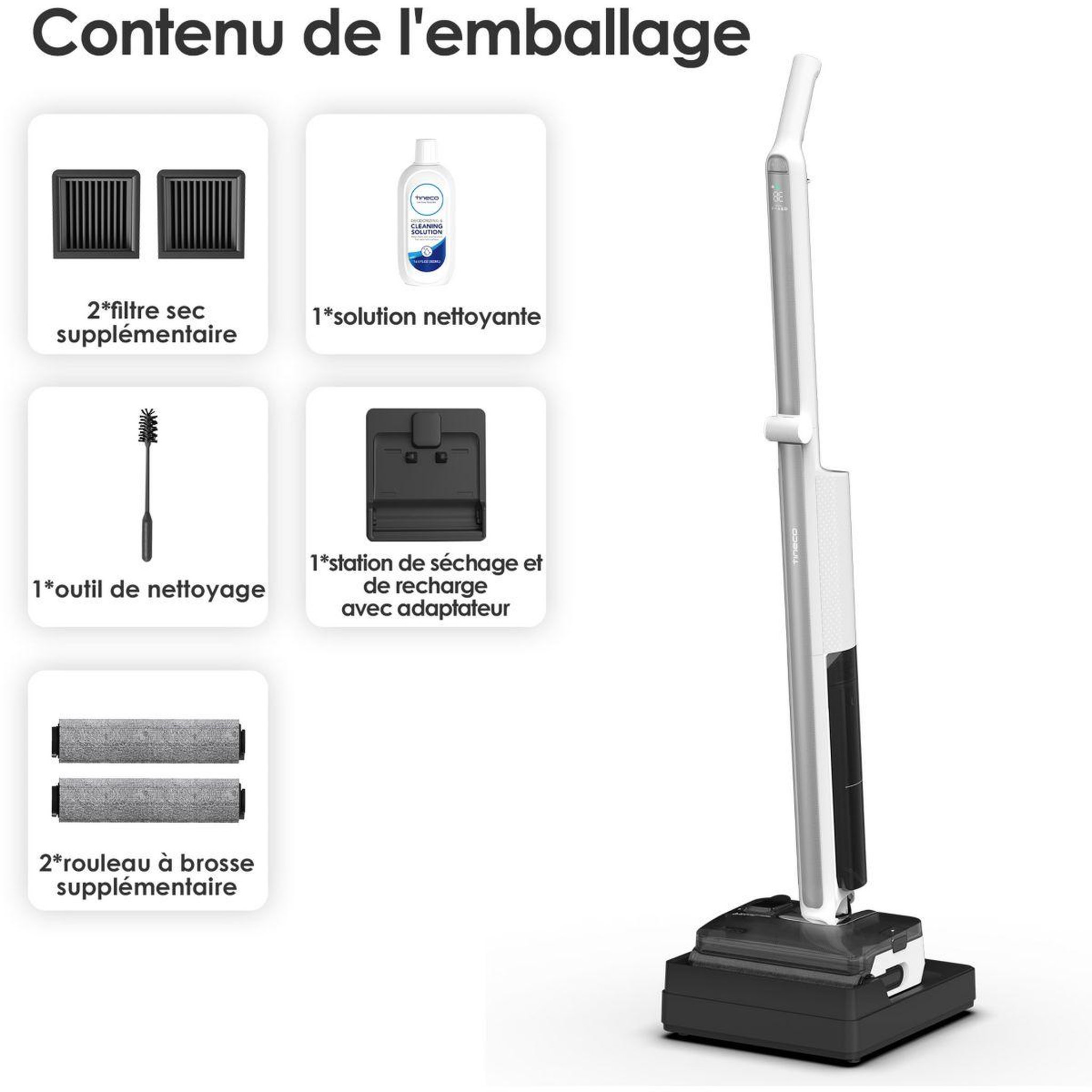 Voir la diapositive 2 : TINECO Aspirateur laveur pliable floor one i7 fold premium