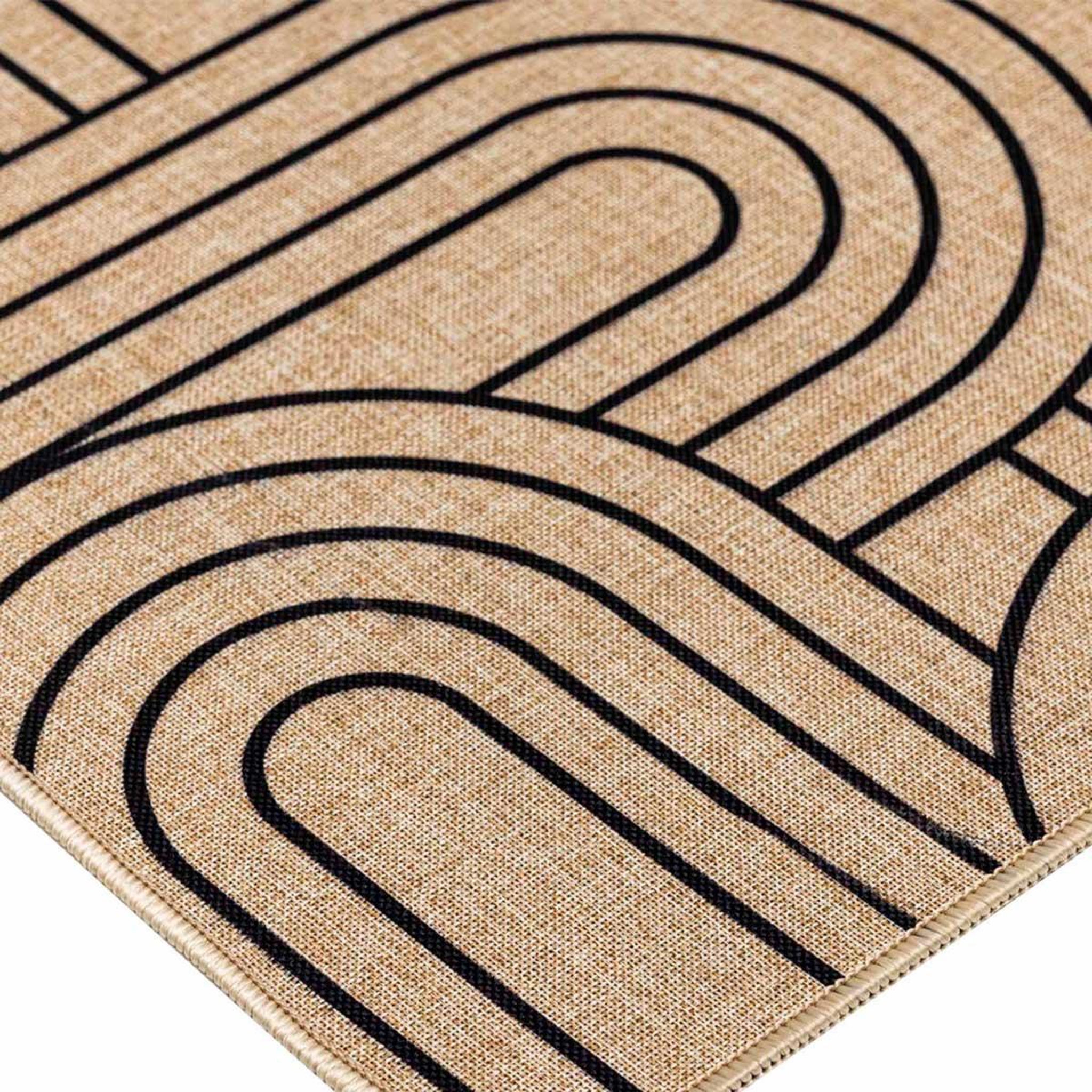 Voir la diapositive 2 : Douceur d'Intérieur Tapis déco imprimé  modul  45x75cm naturel & noir