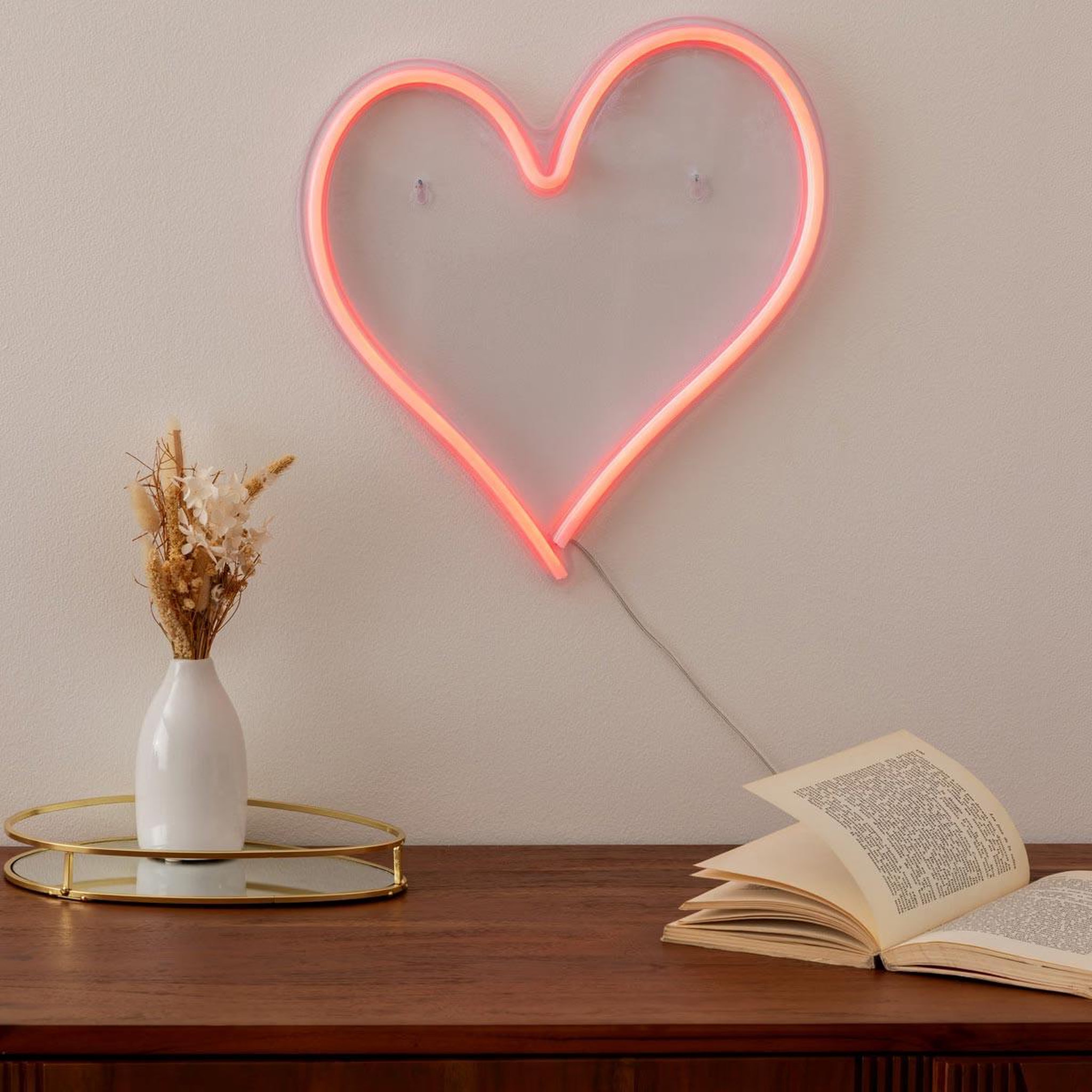 Voir la diapositive 6 : ATMOSPHERA Lampe murale néon led  cœur  34cm rouge