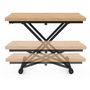 Voir la diapositive 3 : ID MARKET Table basse extensible relevable en table à manger rectangulaire URBANA plateau façon hêtre pied noir design industriel