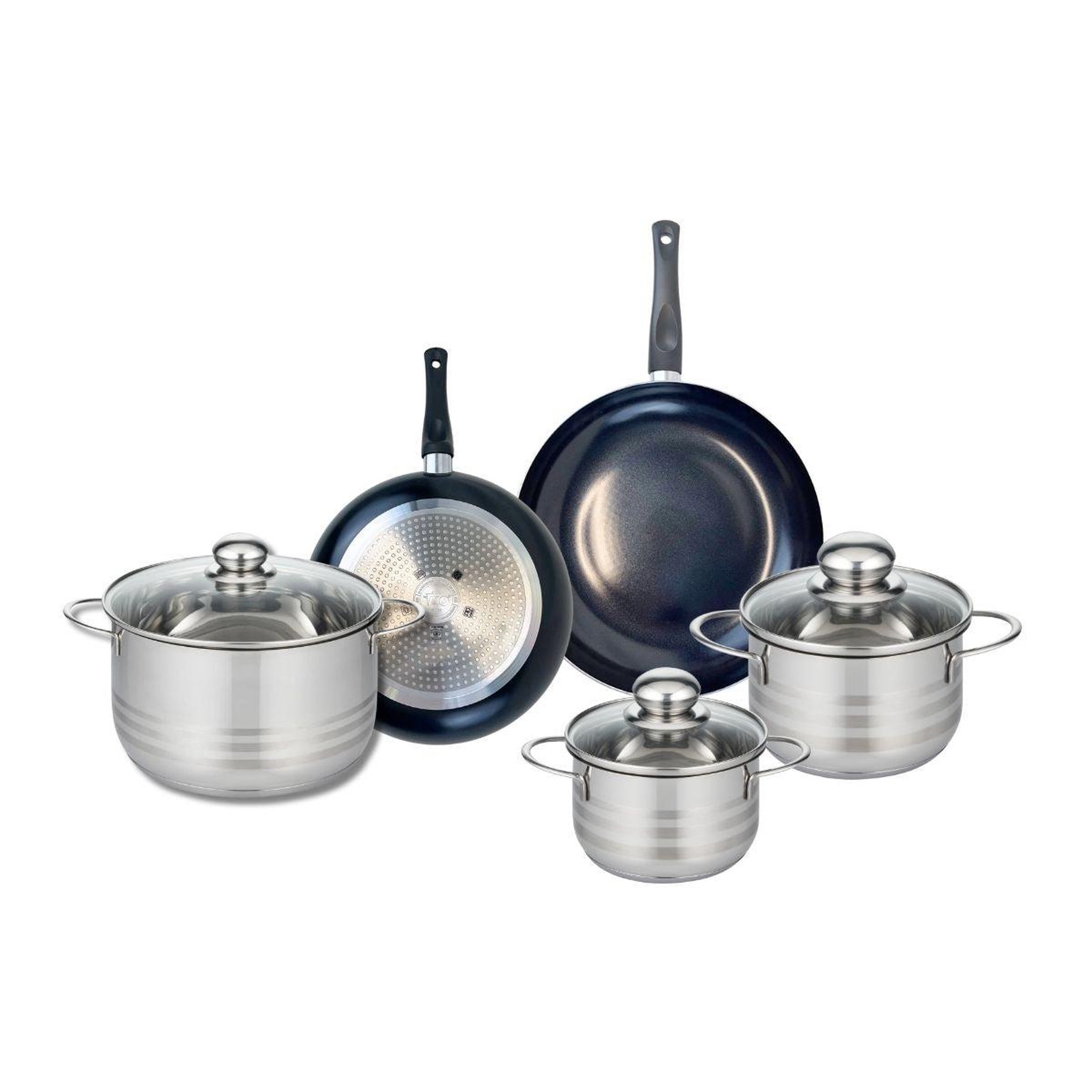 ELO Ensemble de 2 poêles de cuisson 20 et 24 cm et 3 faitouts 14, 16 et 20 cm elo prima brillant