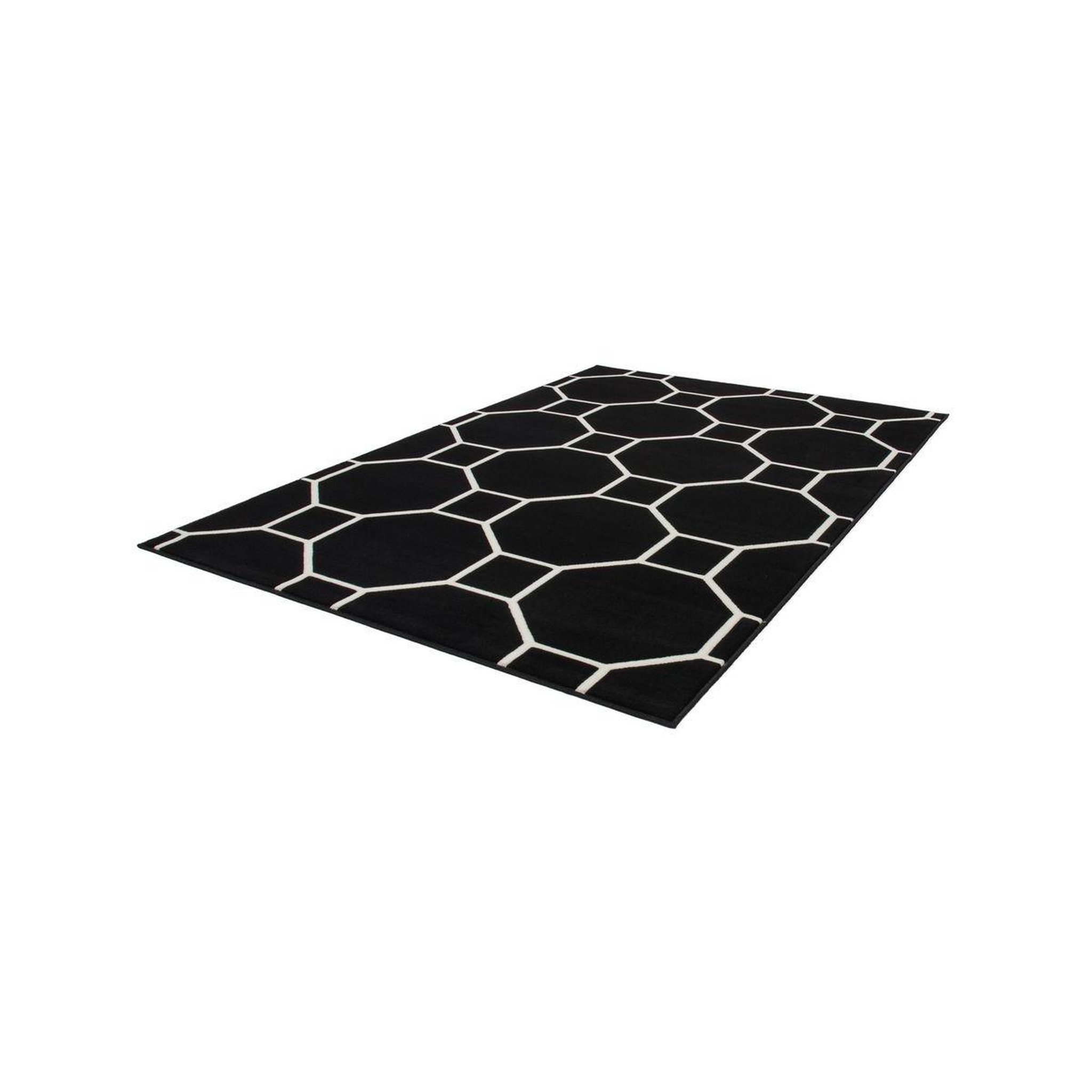 Voir la diapositive 4 : Paris Prix Tapis effet 3d à poils courts  lina  noir & ivoire