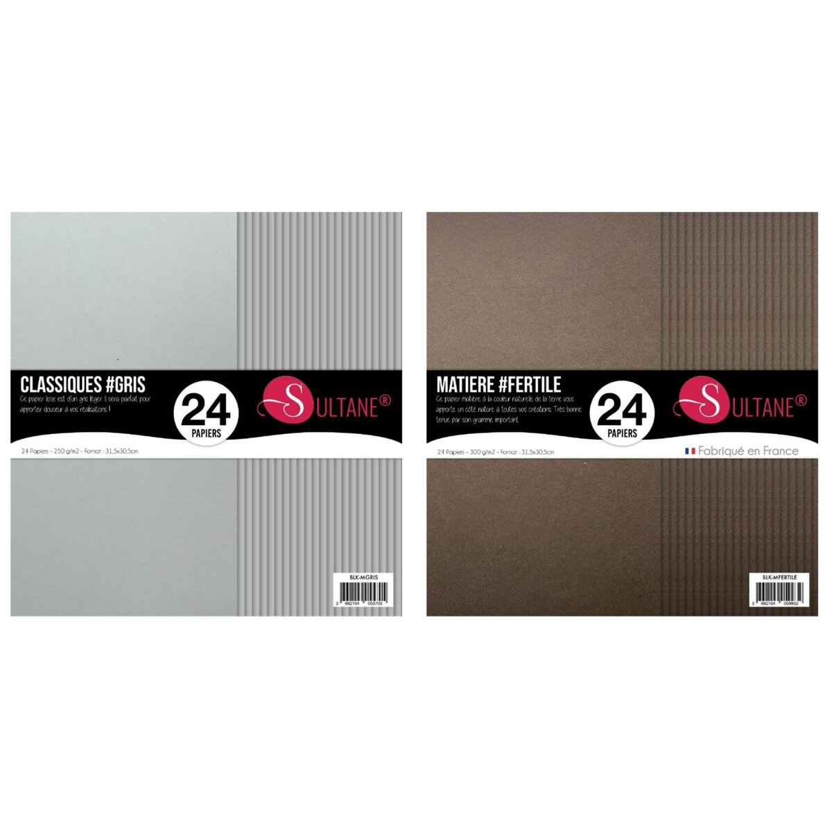  48 papiers Scrapbooking Marron + Gris - 300g/ m²