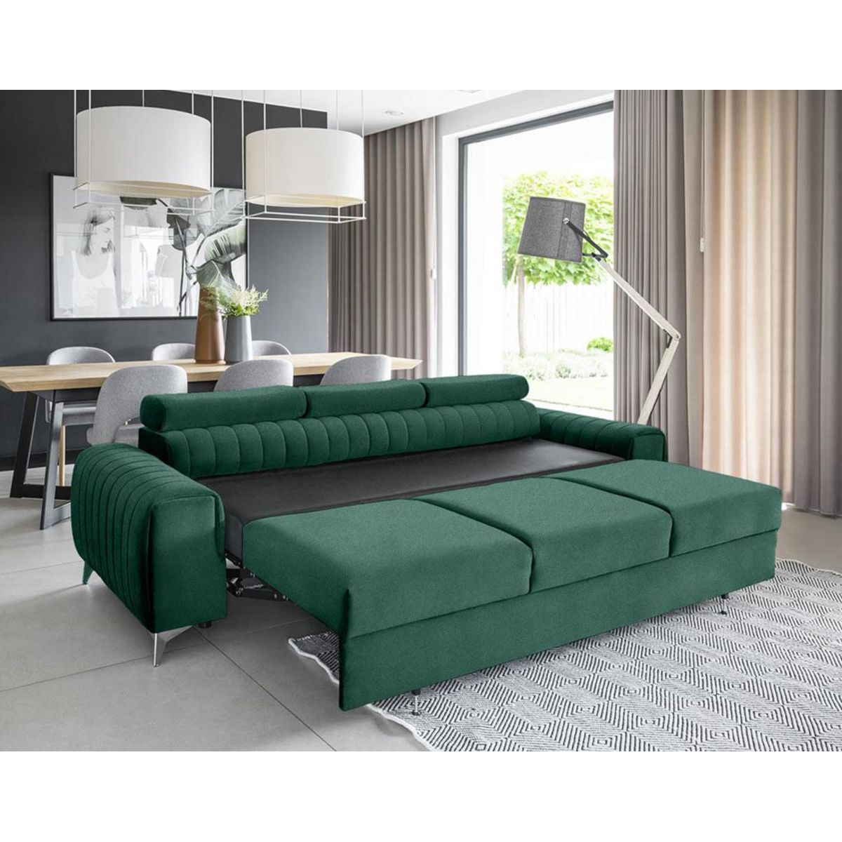 BEST MOBILIER Talisay - canapé droit 3 places - convertible - en velours