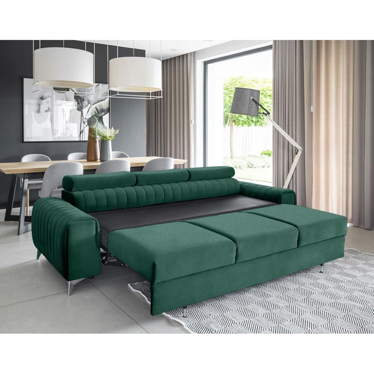 BEST MOBILIER Talisay - canapé droit 3 places - convertible - en velours