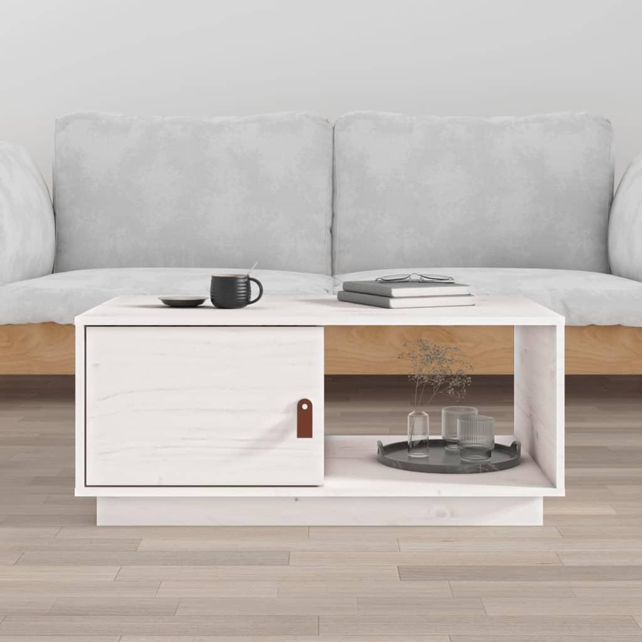 Voir la diapositive 1 : VIDAXL Table basse Blanc 80x50x35,5 cm Bois massif de pin