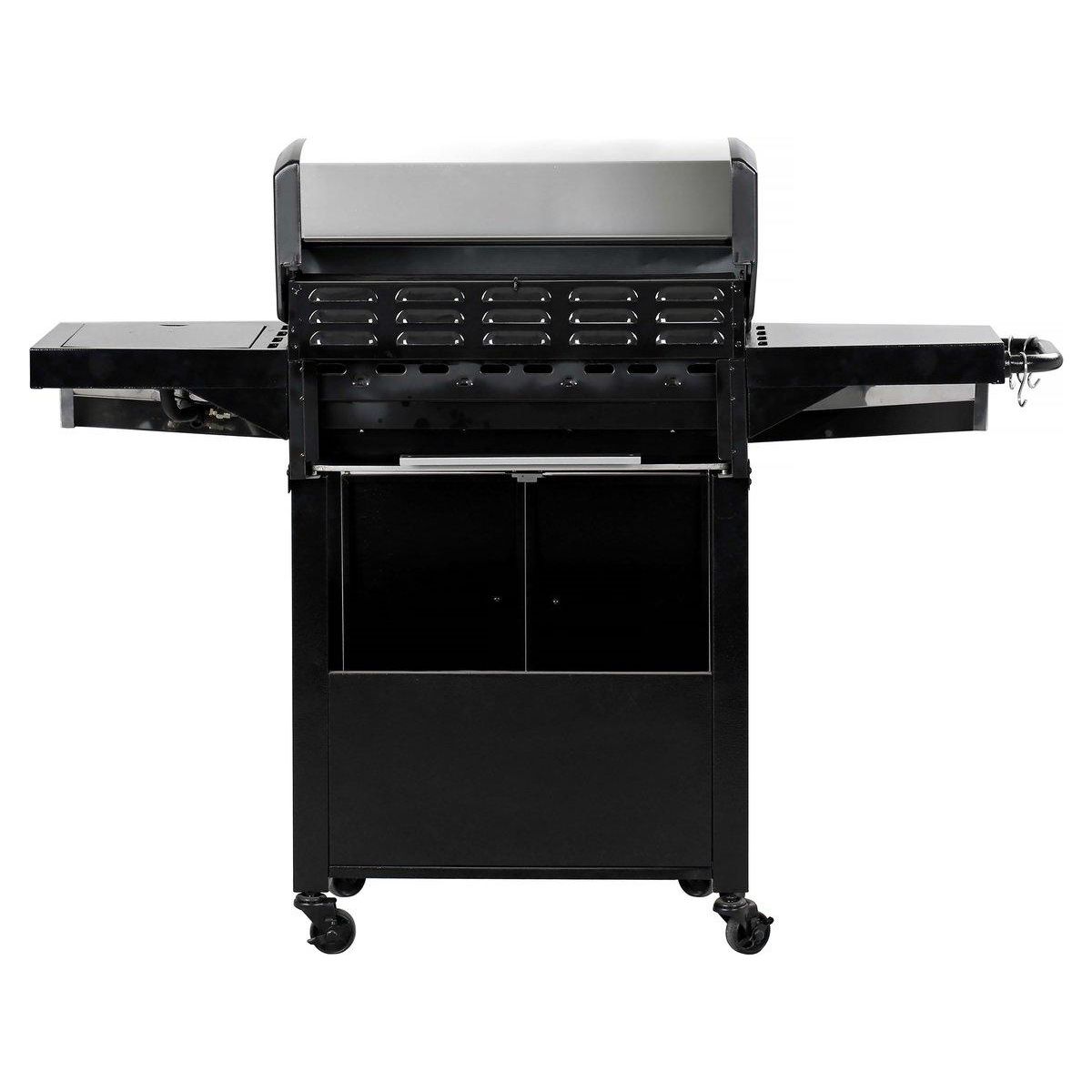 Habitat et Jardin Barbecue gaz avec couvercle en verre  Bingo 5  - 4 brûleurs + 1 latéral + Housse protection - 15.2 kW - Noir