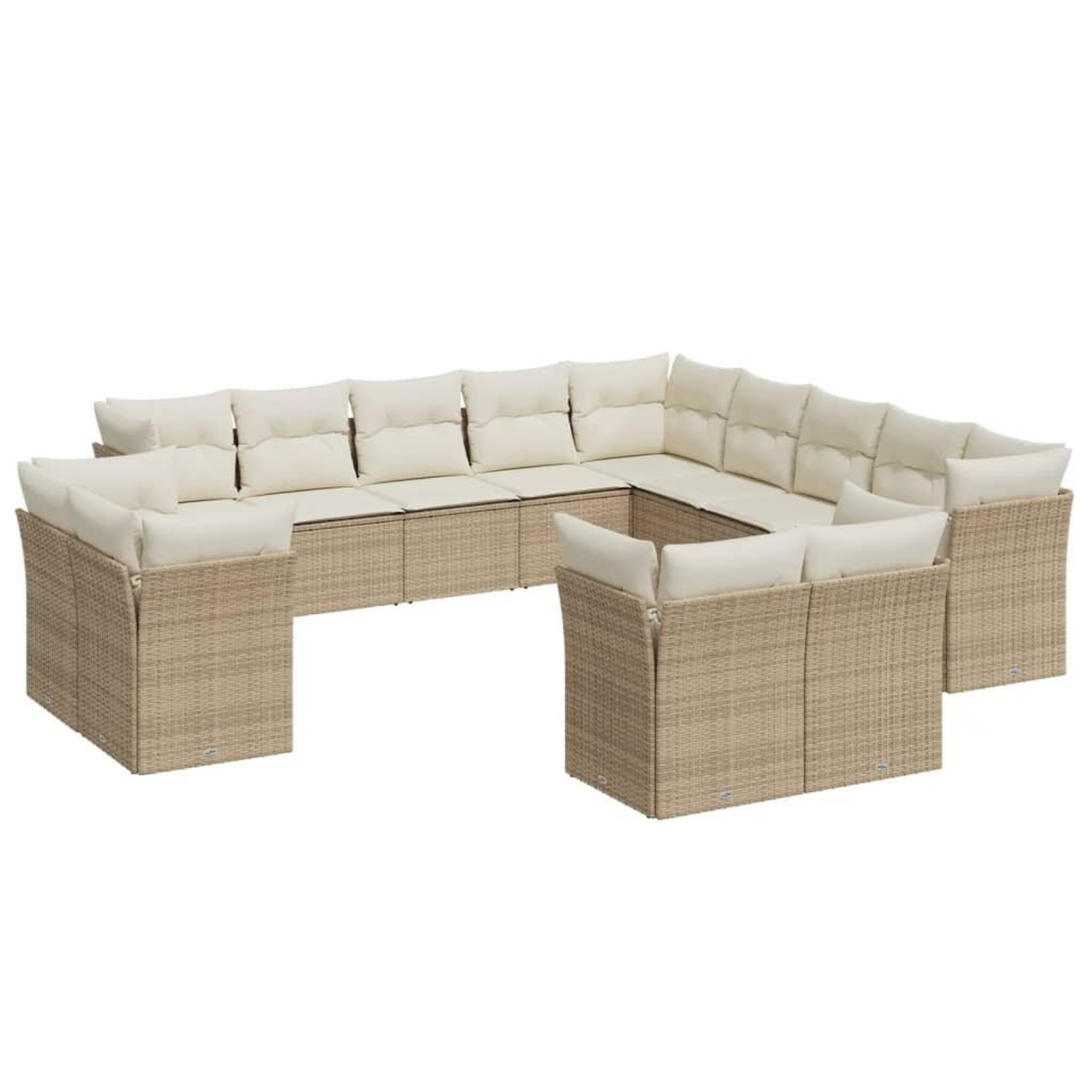 Voir la diapositive 2 : VIDAXL Salon de jardin avec coussins 13 pcs beige resine tressee