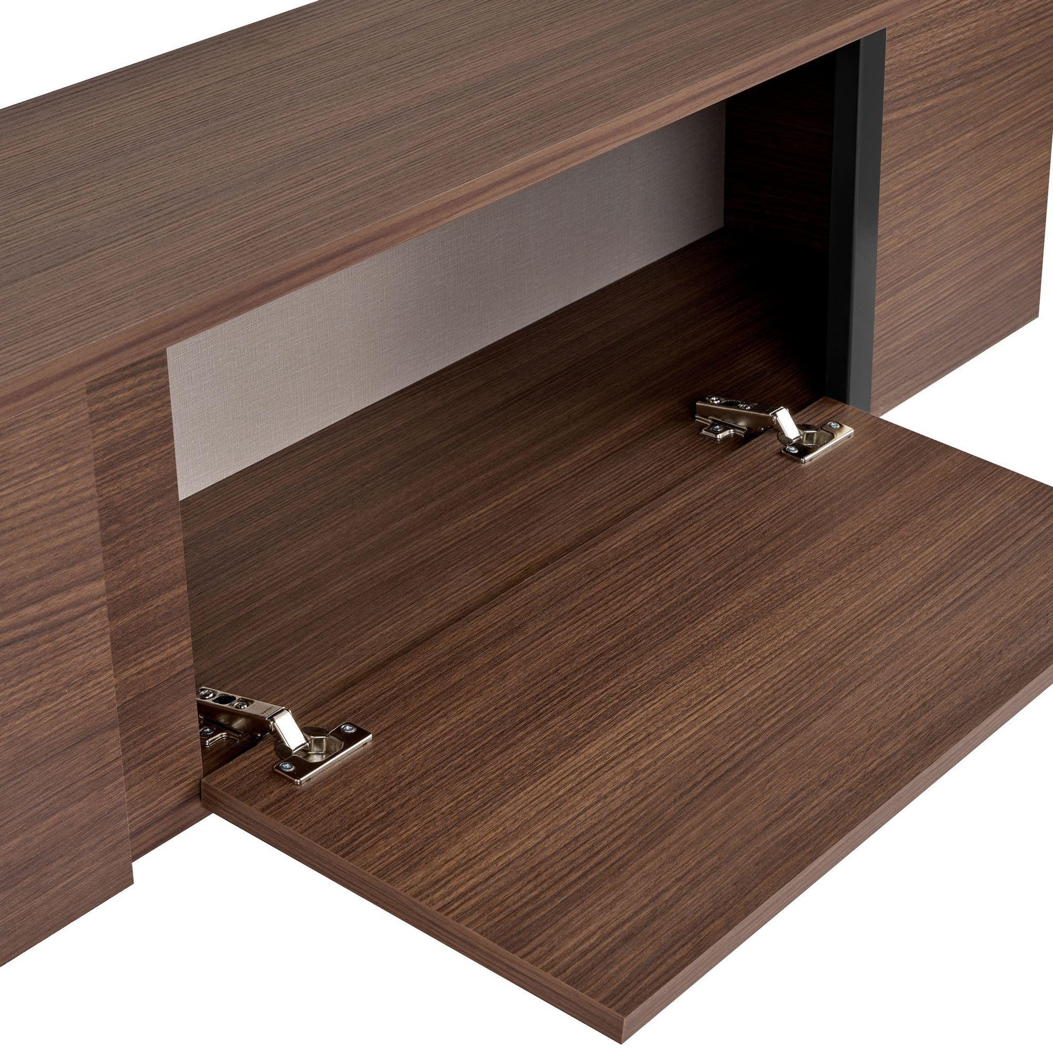 Voir la diapositive 4 : Habitat et Jardin Meuble tv en bois  onera  - 180 x 30 x 50 cm - noyer / noir