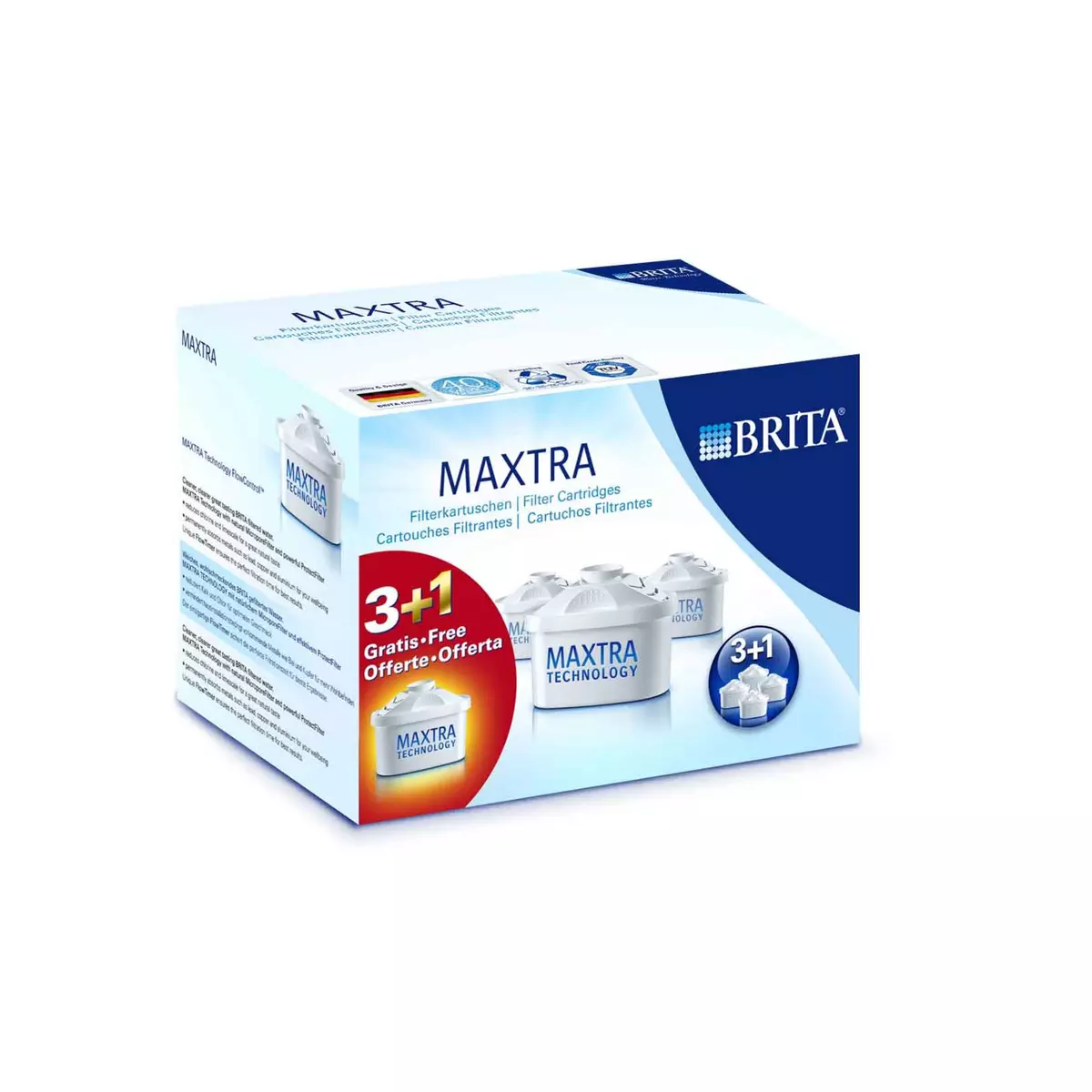 BRITA Pack de 3 cartouches MAXTRA + 1 offerte
