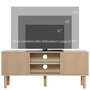 Voir la diapositive 5 : HOMCOM Meuble TV banc TV design Urban Craft - 2 portes coulissantes, 2 niches - piètement cylindrique - panneaux particules aspect bois clair