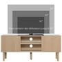 Voir la diapositive 5 : HOMCOM Meuble TV banc TV design Urban Craft - 2 portes coulissantes, 2 niches - piètement cylindrique - panneaux particules aspect bois clair