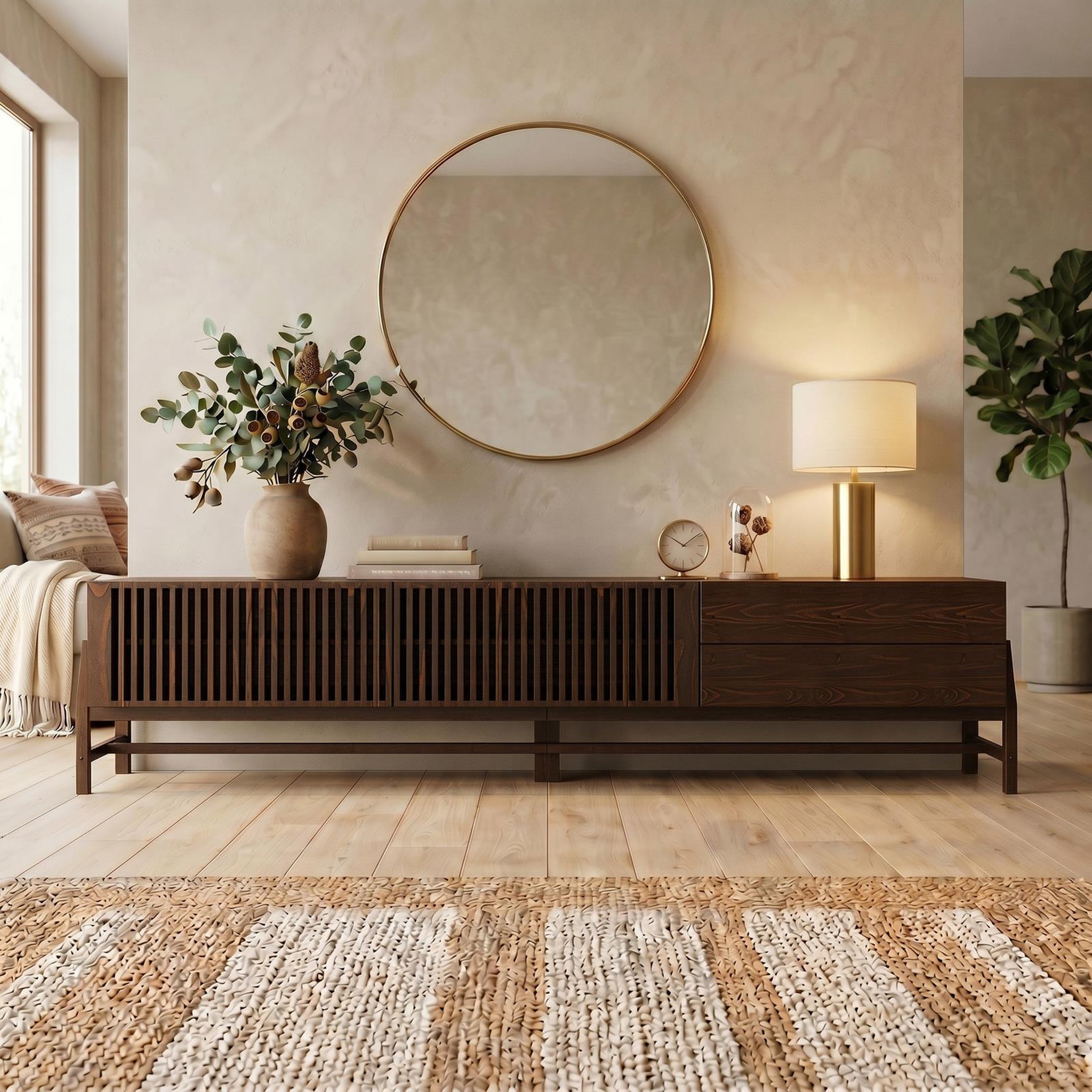 Voir la diapositive 2 : IDIMEX Meuble tv adamo l 220 cm 2 portes, 2 tiroirs en bois massif