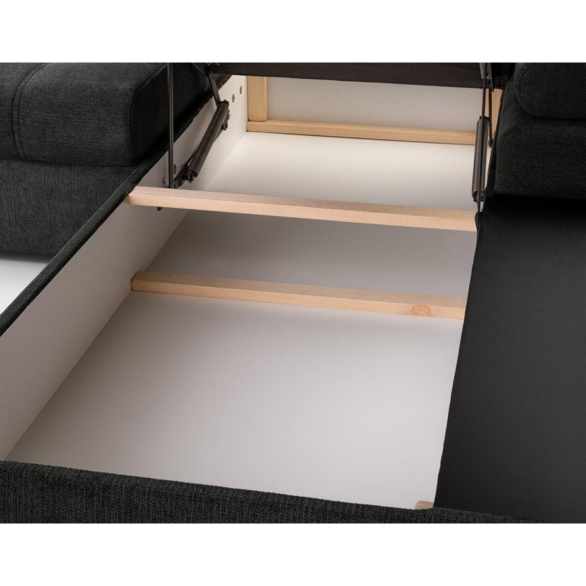 BEST MOBILIER Bianca - canapé d'angle droit 4 places convertible avec coffre en tissu texturé