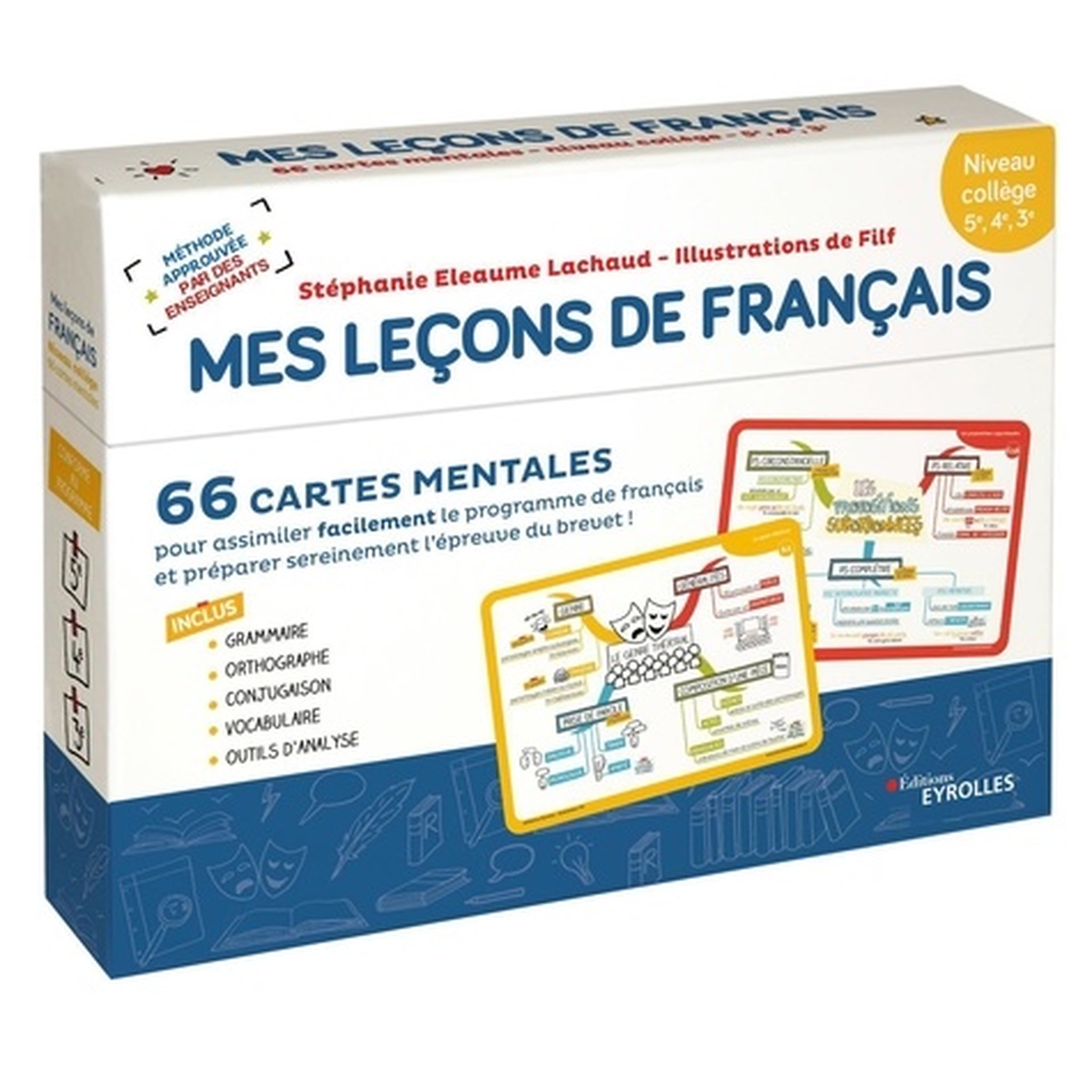 FRANCAIS 5E, 4E, 3E MES LECONS DE FRANCAIS. 66 CARTES MENTALES. NIVEAU COLLEGE, Eleaume Lachaud Stéphanie