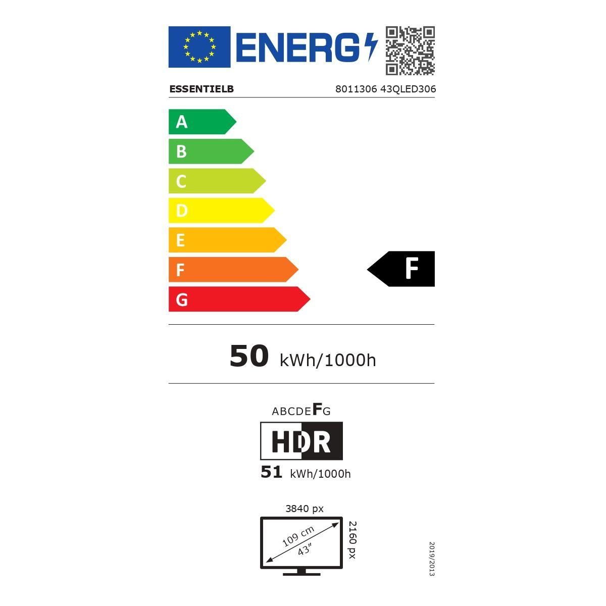 ESSENTIEL B TV QLED 43QLED306W - 43 pouces ( 109cm )