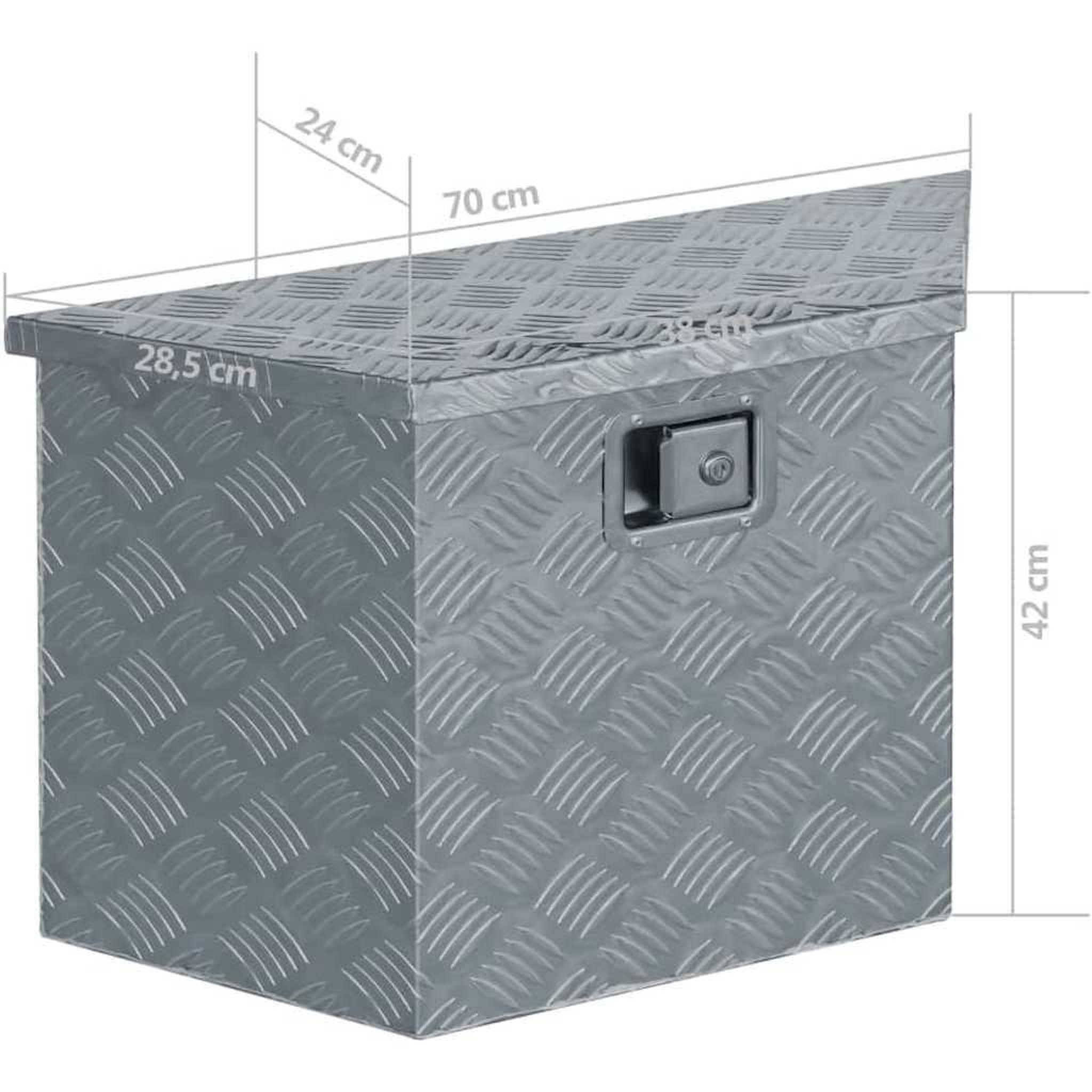 Voir la diapositive 6 : VIDAXL Boîte en aluminium 70 x 24 x 42 cm trapezoïdal argente