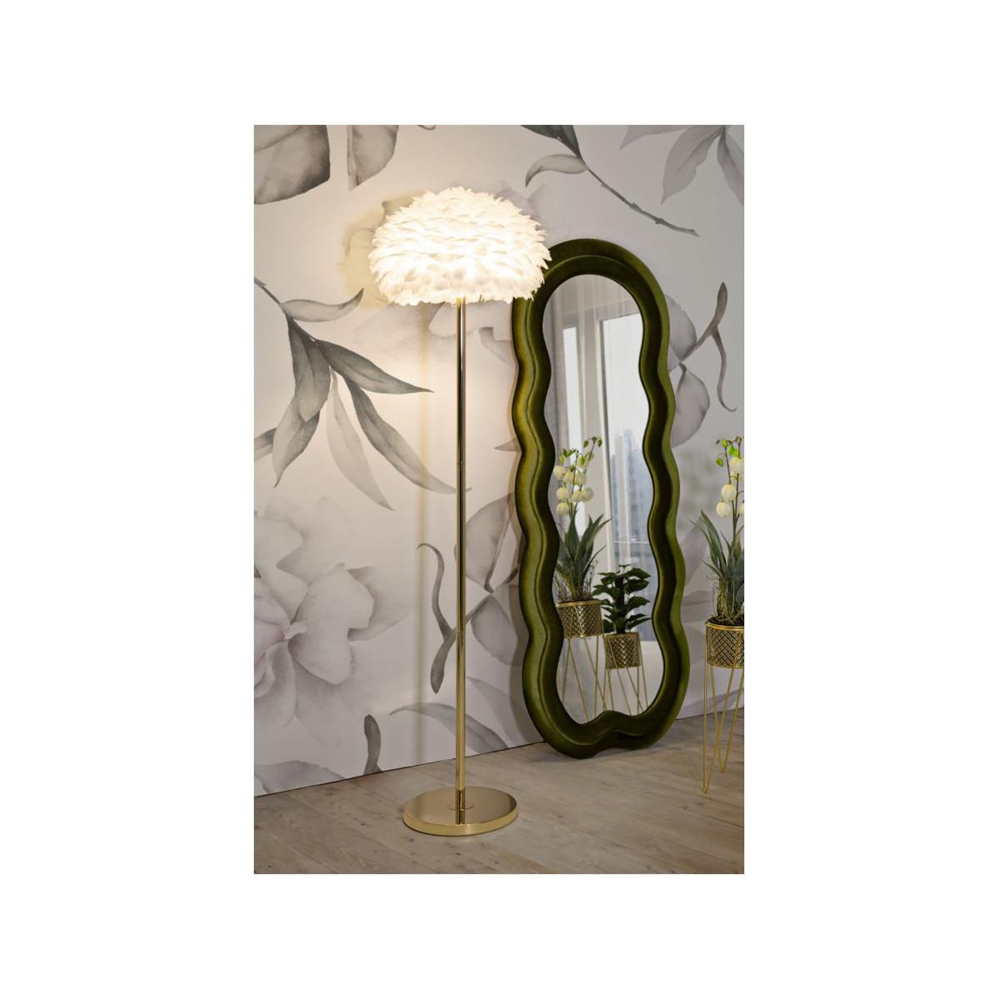 Voir la diapositive 5 : Paris Prix Lampadaire imitation plume  slim  170cm or & blanc