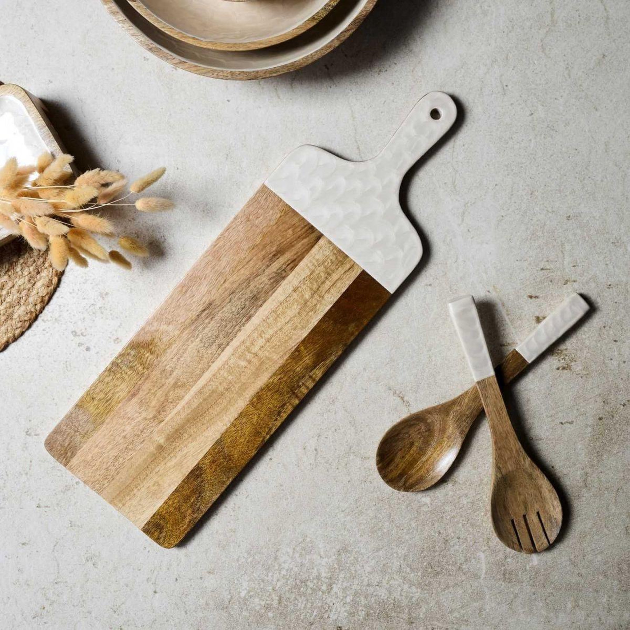 Voir la diapositive 3 : The Home Deco Factory Planche de Présentation en Bois  Nerina  58cm Beige
