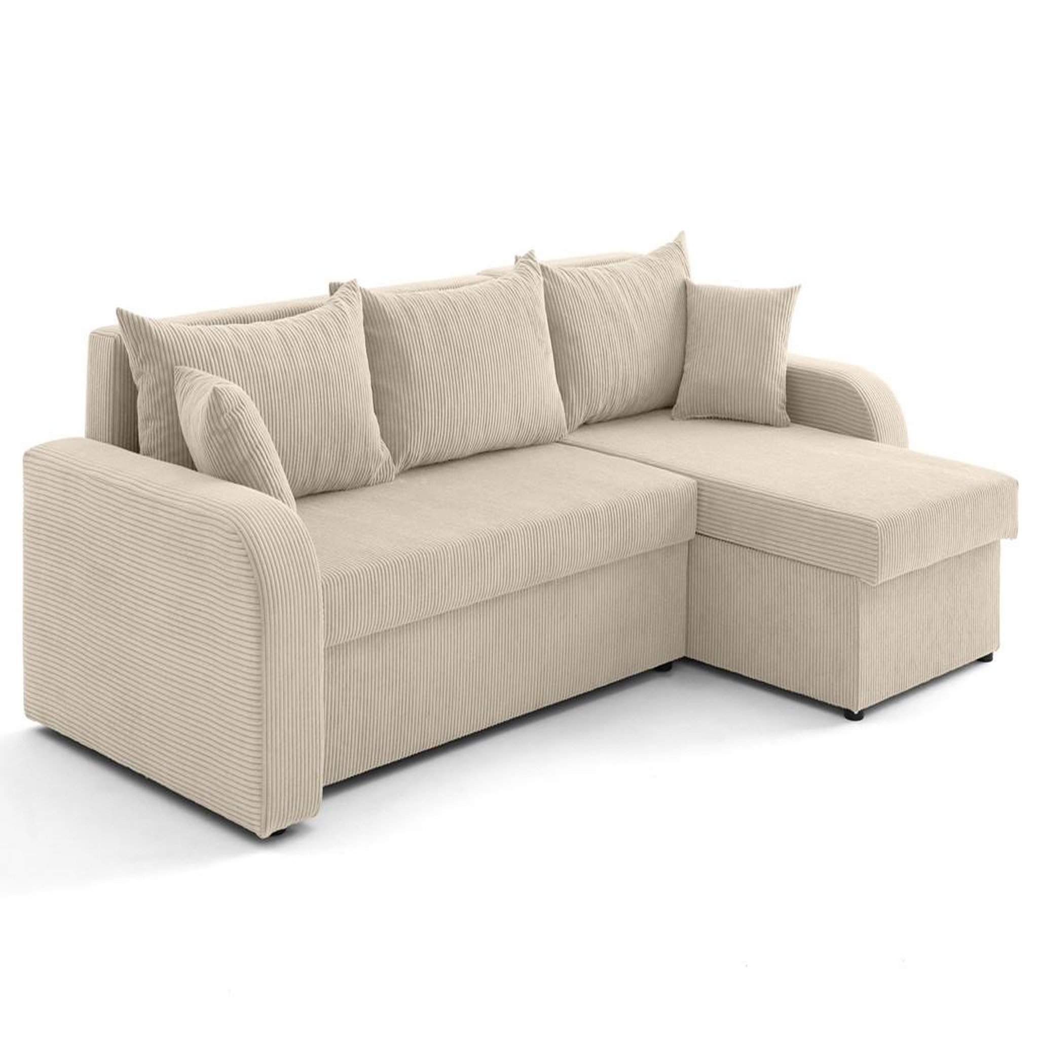 Voir la diapositive 4 : BEST MOBILIER Valos - canapé d'angle réversible - 4 places - convertible avec coffres - en velours côtelé