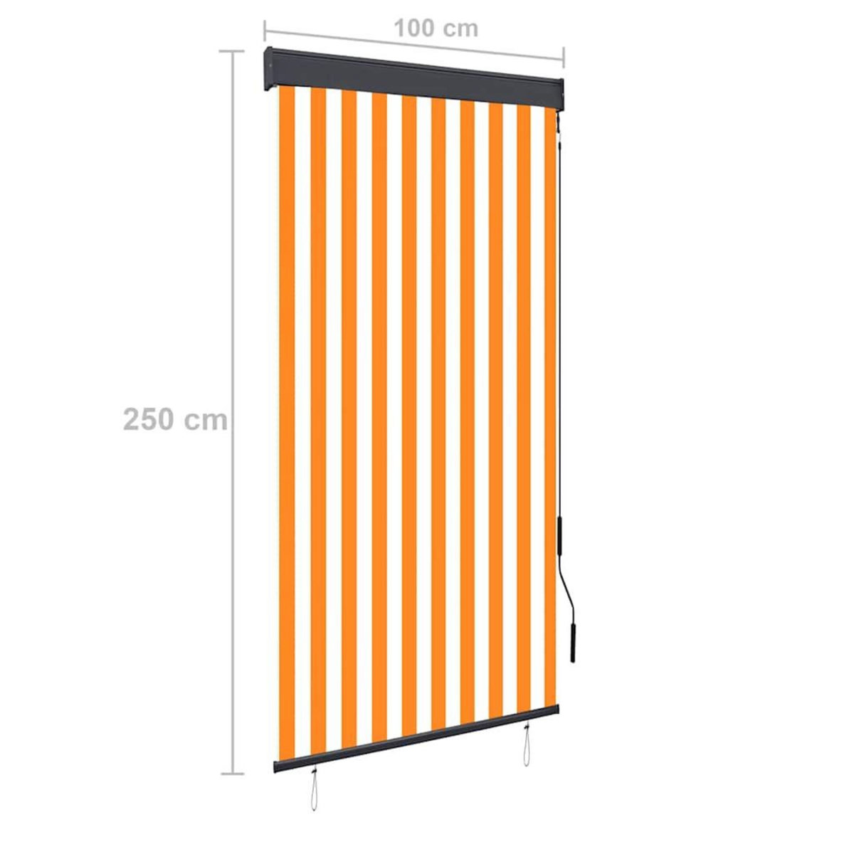 VIDAXL Store roulant d'exterieur 100x250 cm Blanc et orange