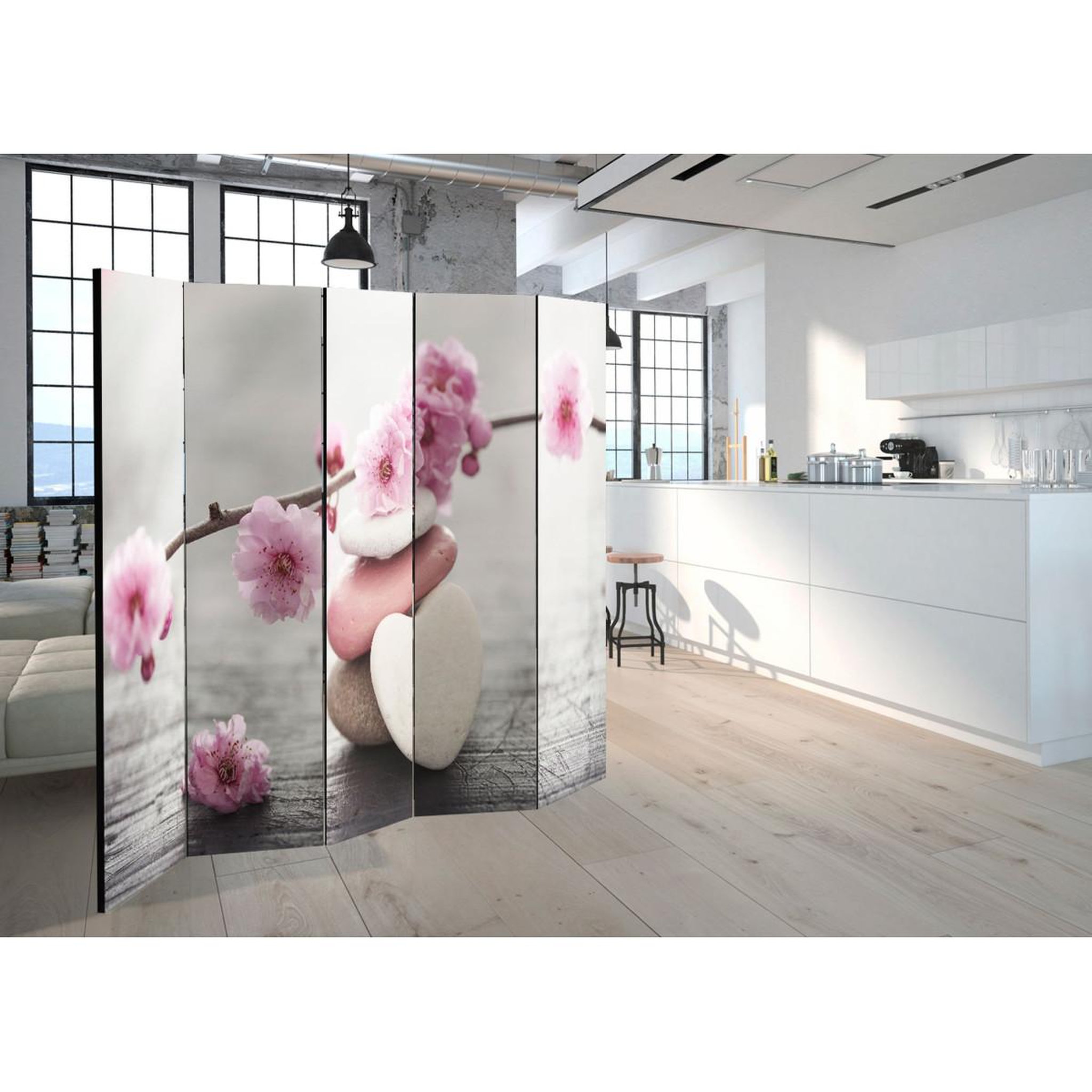 Voir la diapositive 2 : Paris Prix Paravent 5 volets  zen flowers  172x225cm